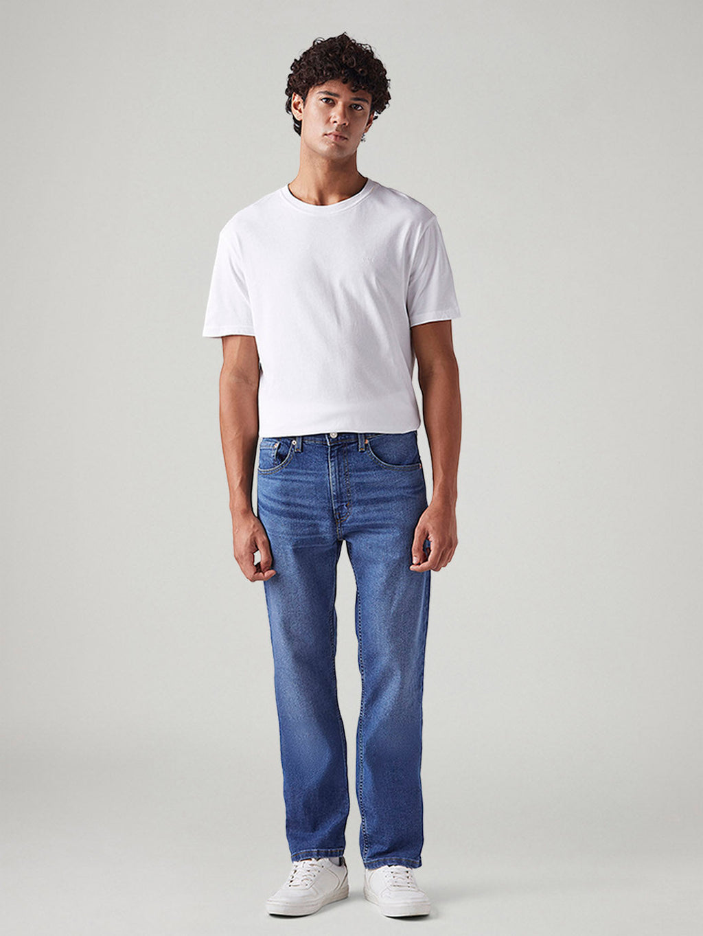 Men's 505 Blue Straight Fit Mid Rise Jeans