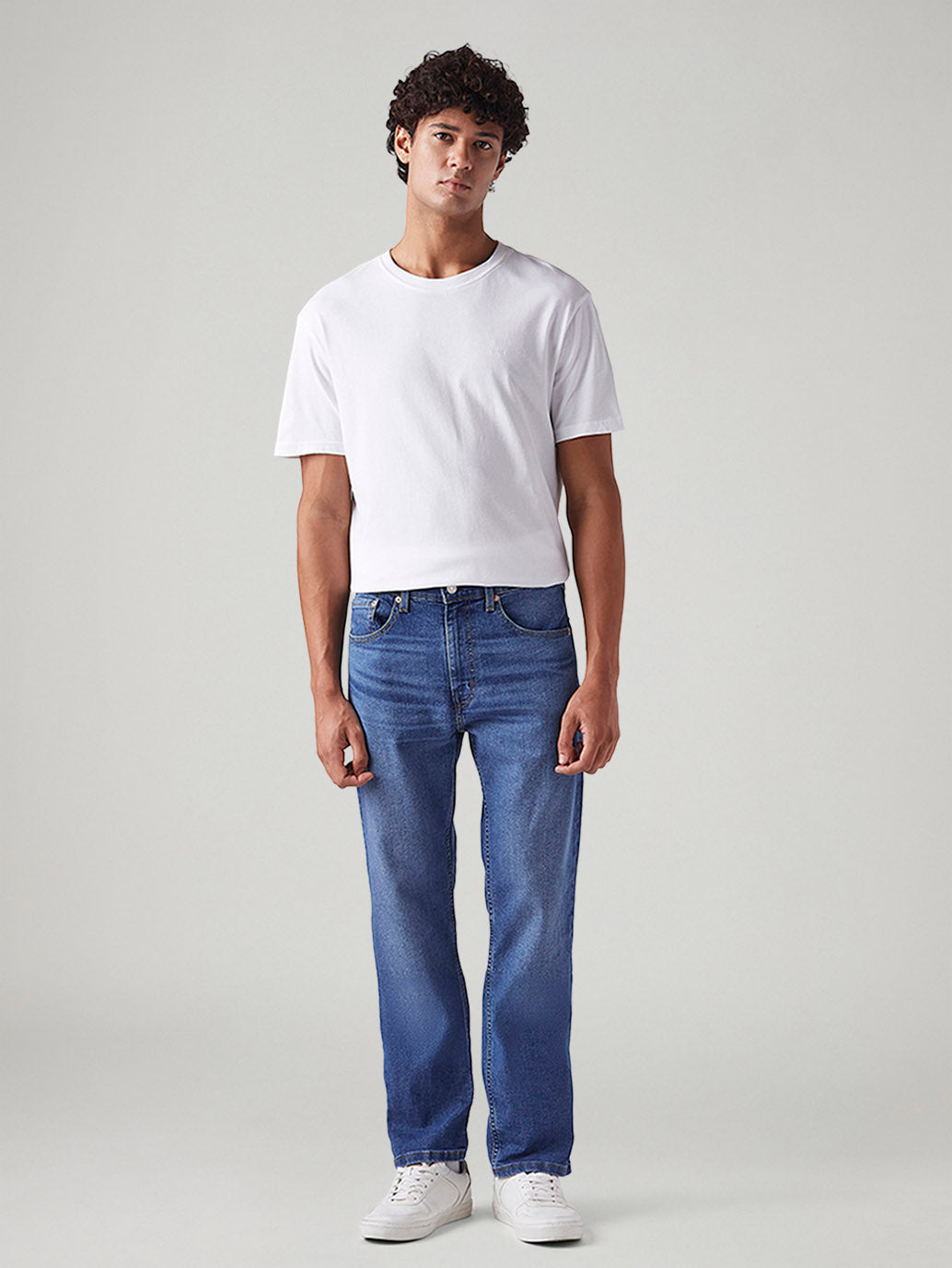 Men's 505 Blue Straight Fit Mid Rise Jeans