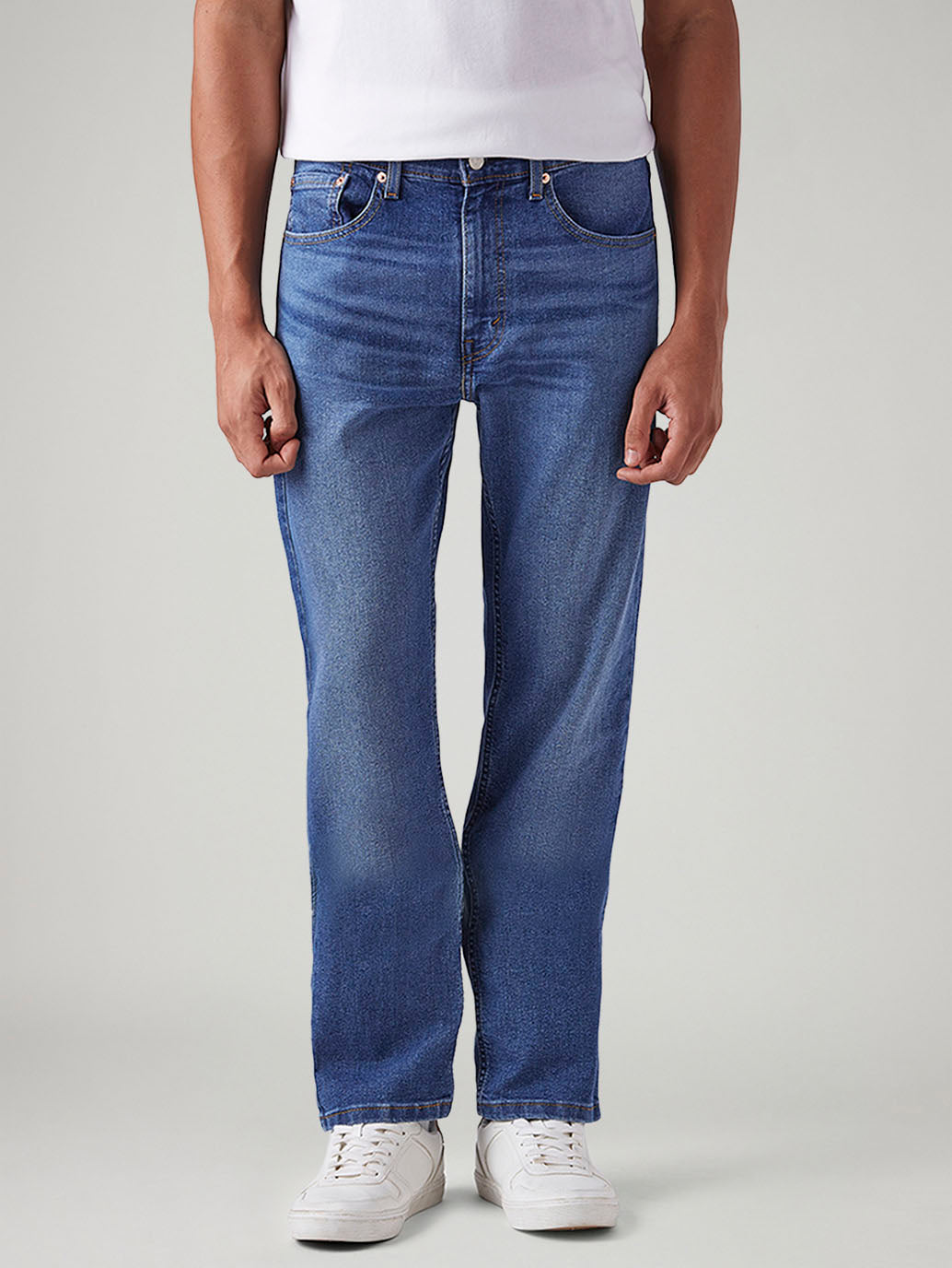 Men's 505 Blue Straight Fit Mid Rise Jeans