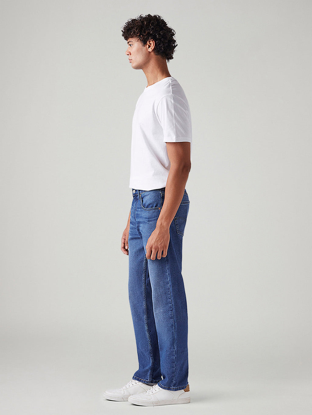 Men's 505 Blue Straight Fit Mid Rise Jeans
