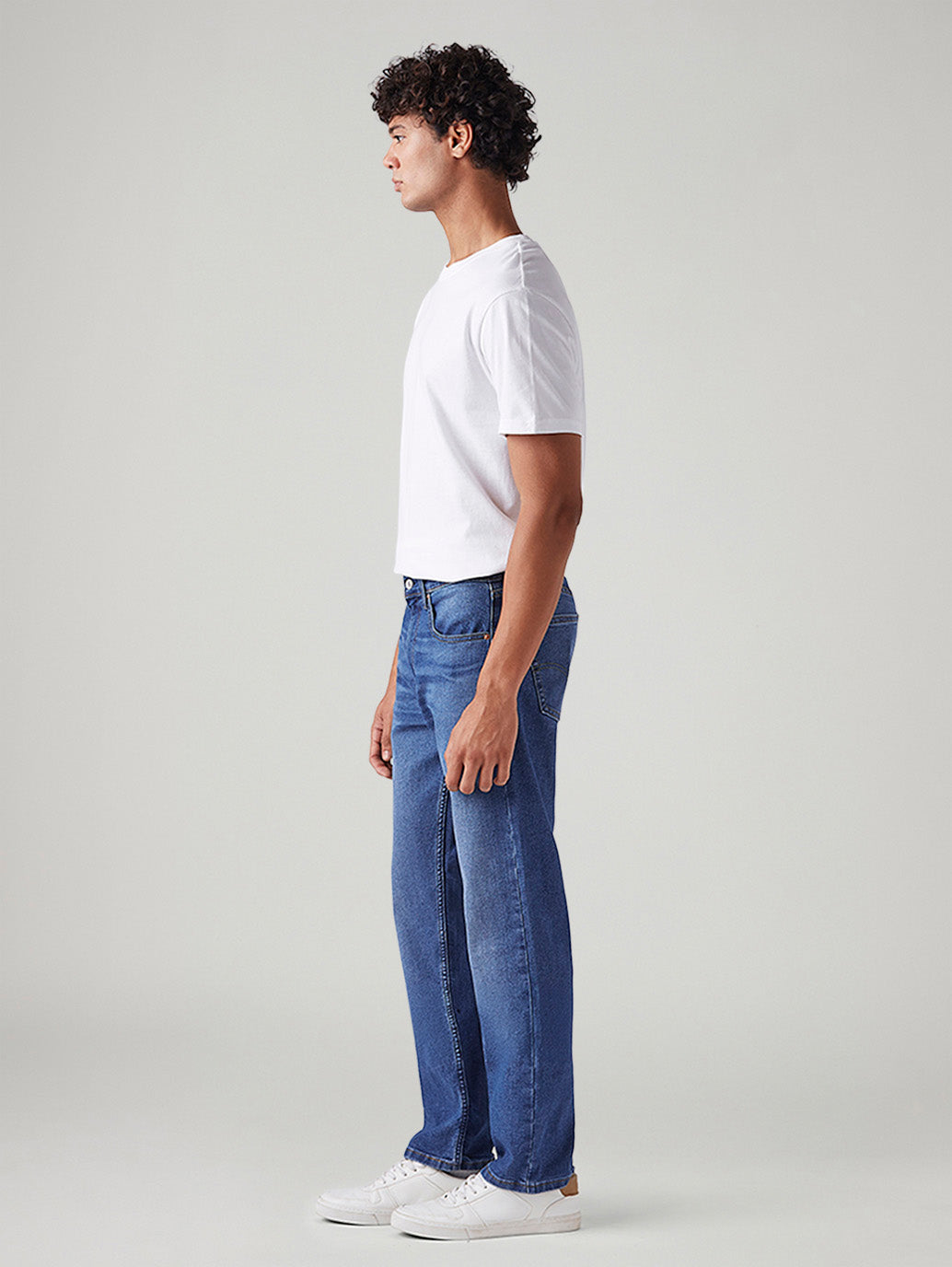 Men's 505 Blue Straight Fit Mid Rise Jeans