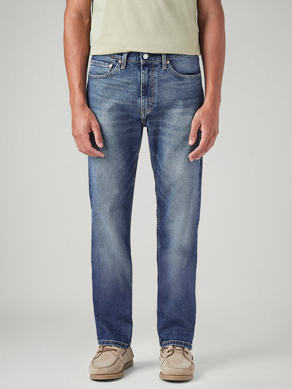 Men's 505 Blue Straight Fit Mid Rise Jeans