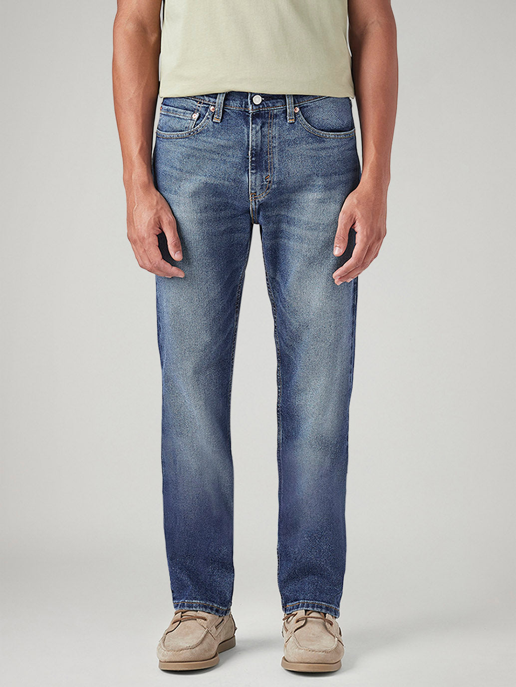 Men's 505 Blue Straight Fit Mid Rise Jeans