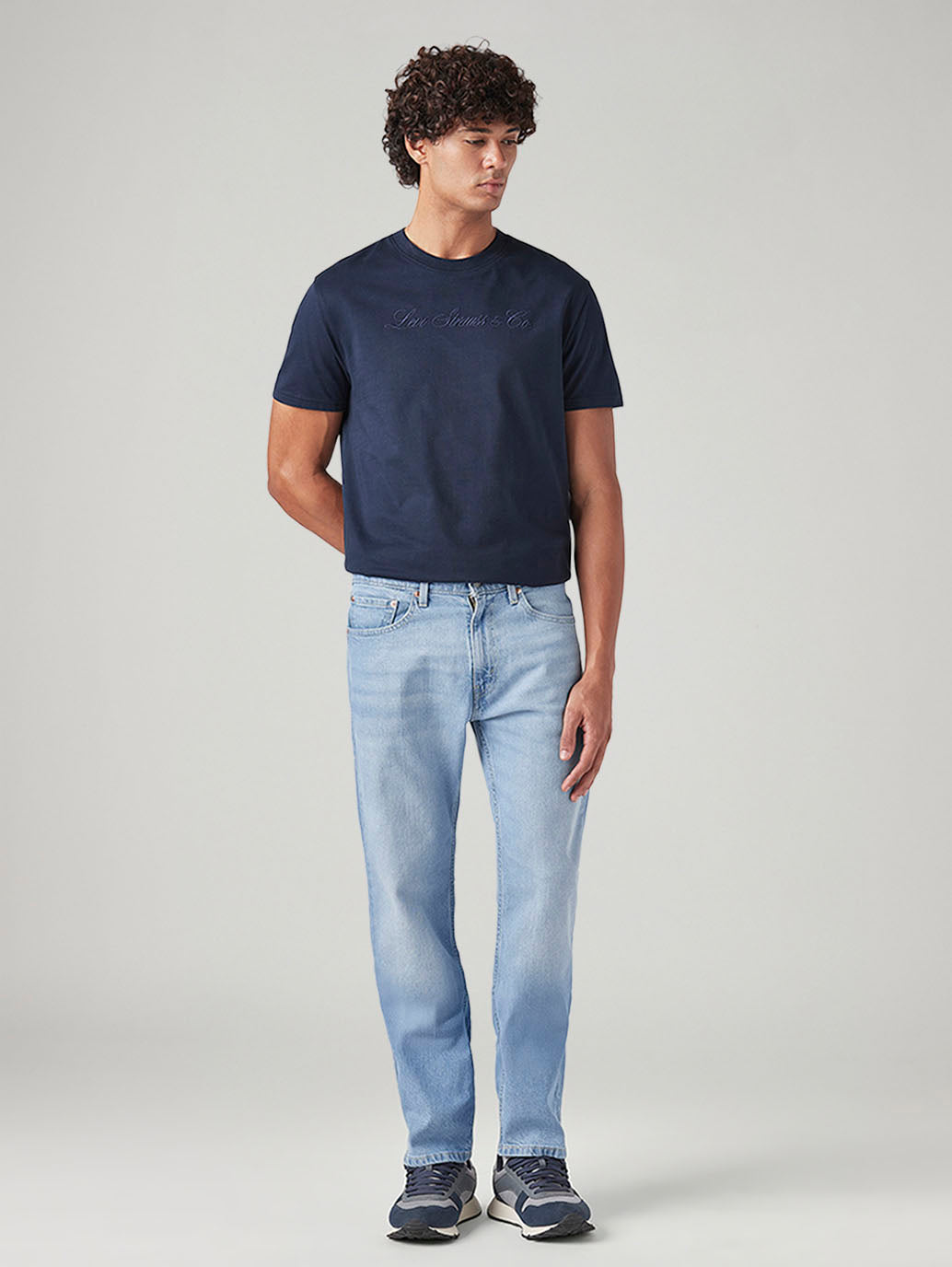 Men's 505 Light Blue Straight Fit Mid Rise Jeans