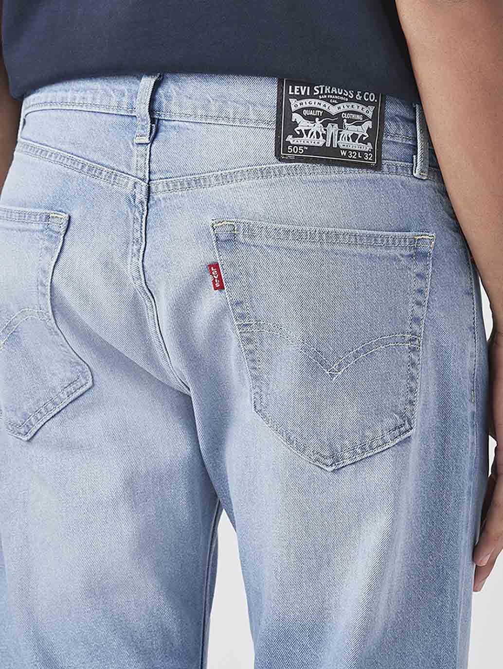 Men's 505 Light Blue Straight Fit Mid Rise Jeans