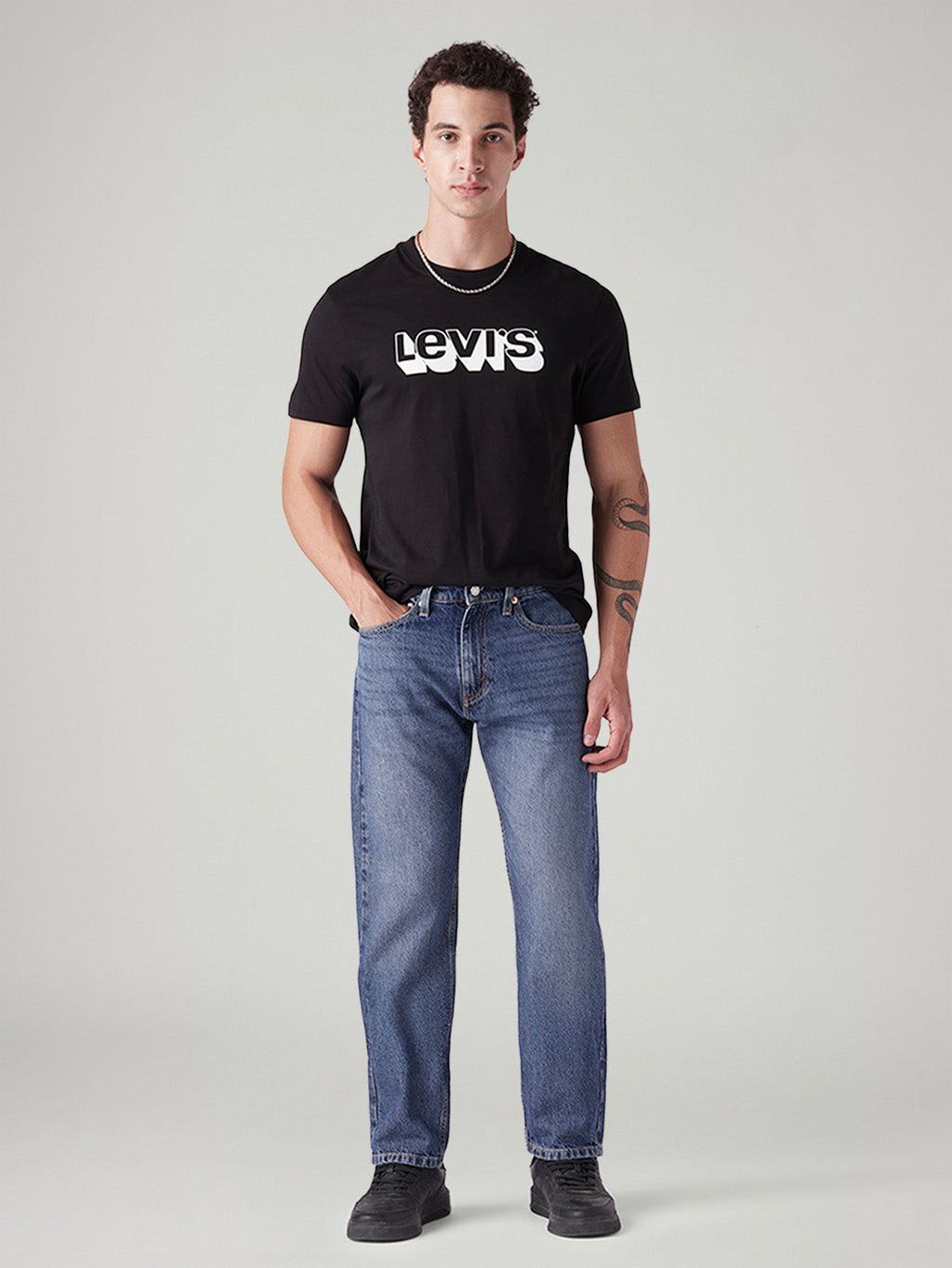 Men's 505 Med Indigo Straight Fit Mid Rise Jeans