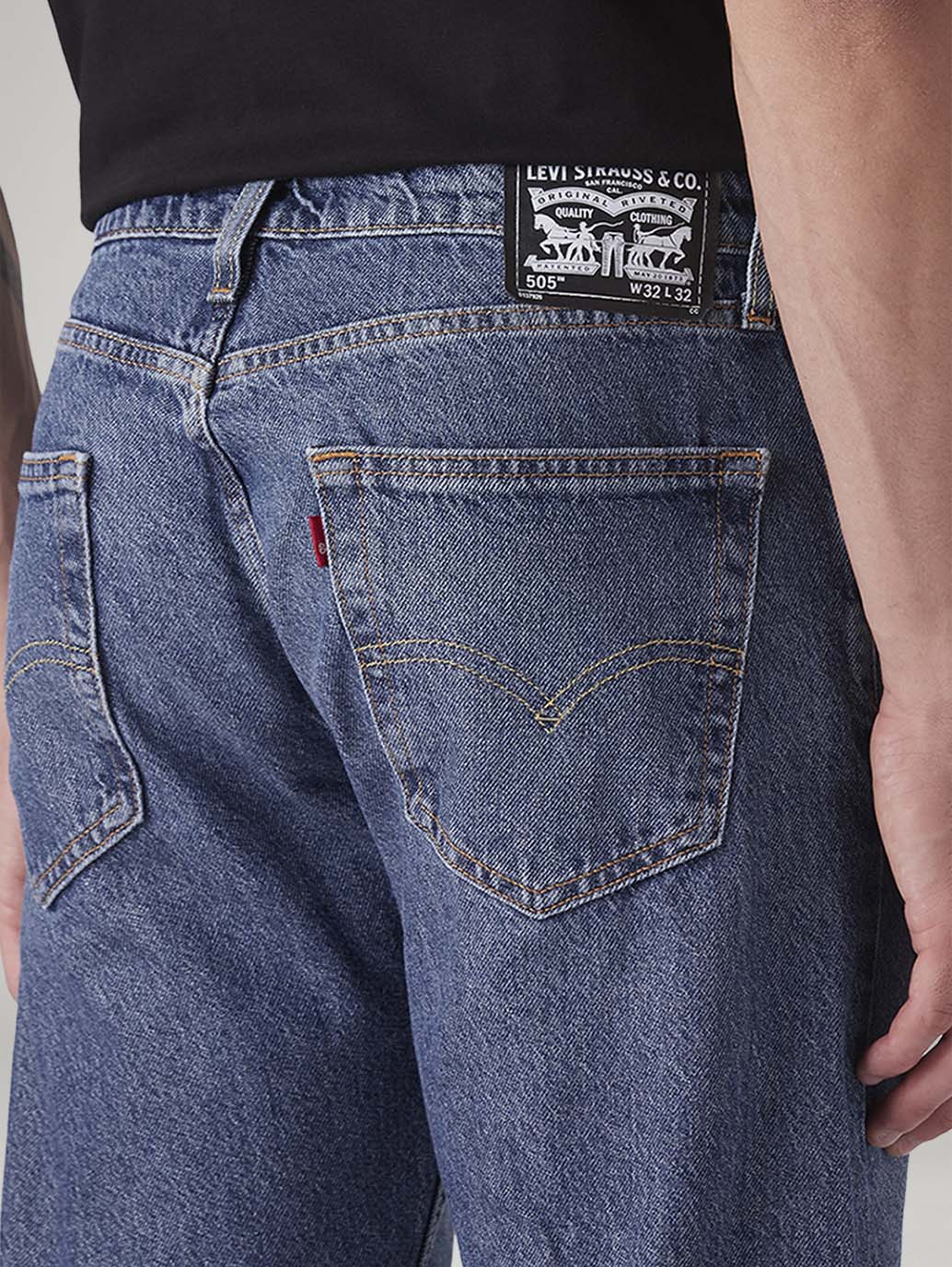 Men's 505 Med Indigo Straight Fit Mid Rise Jeans