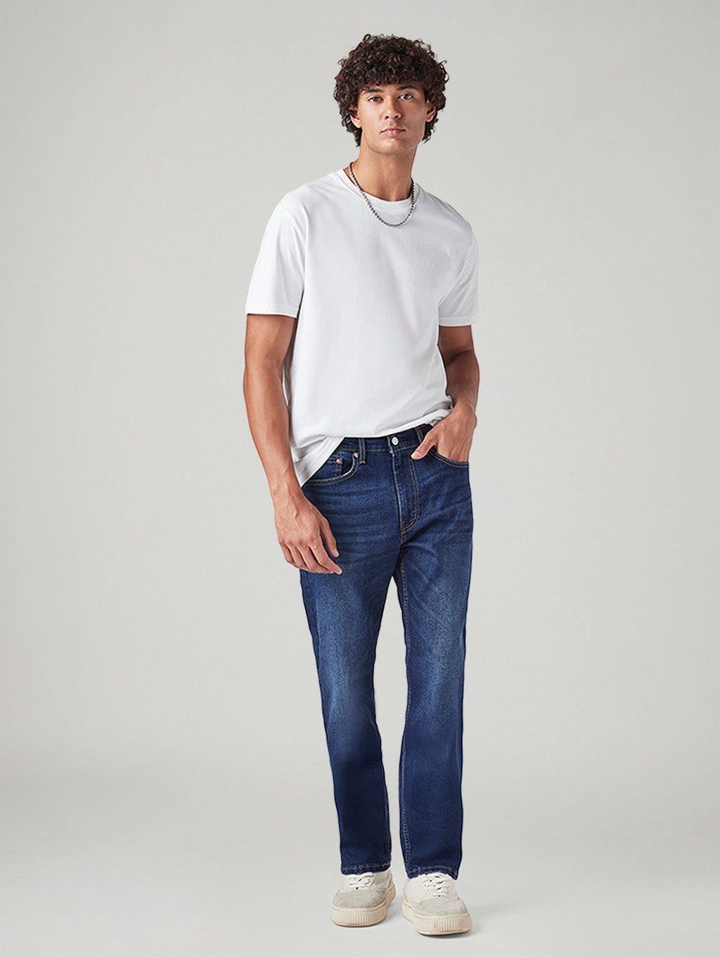 Men's 505 Blue Straight Fit Mid Rise Jeans