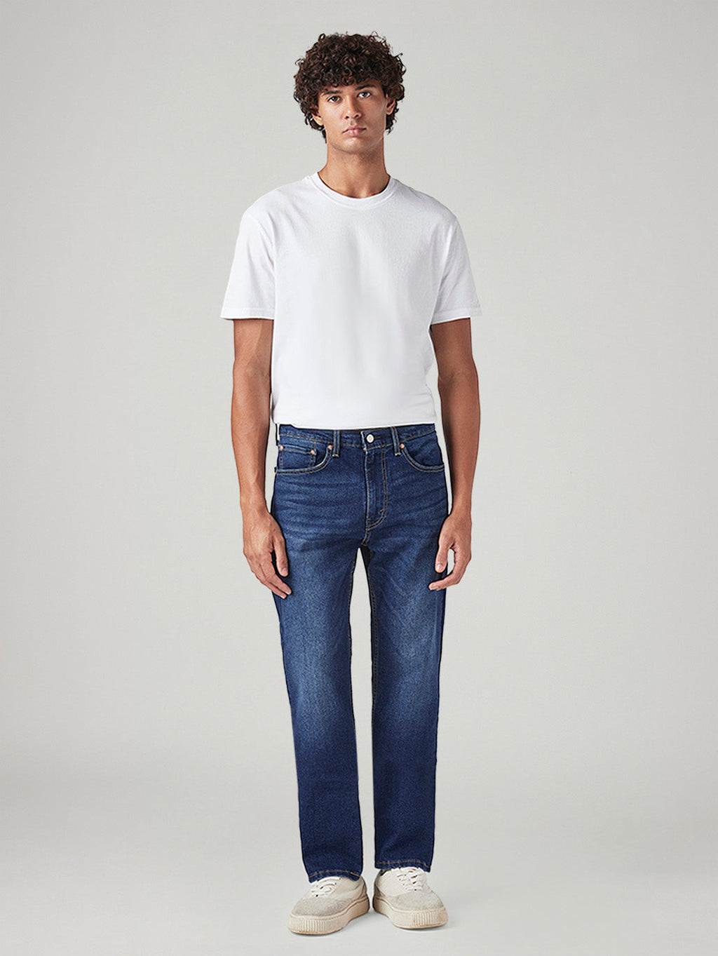 Men's 505 Blue Straight Fit Mid Rise Jeans
