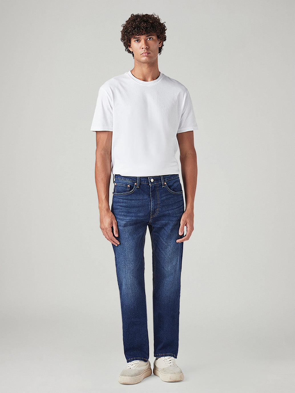 Men's 505 Blue Straight Fit Mid Rise Jeans