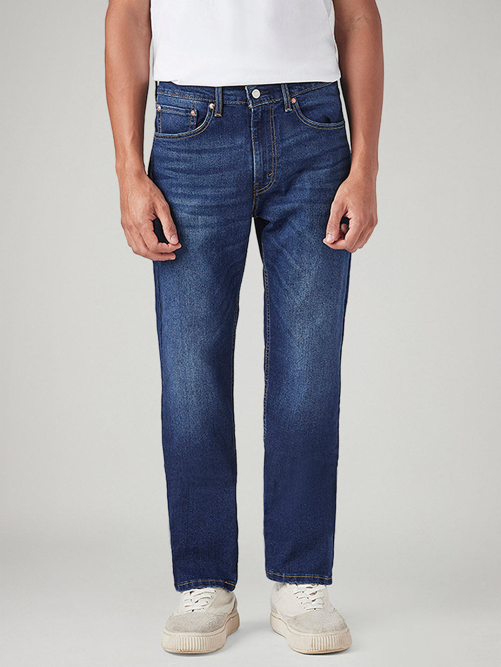 Men's 505 Blue Straight Fit Mid Rise Jeans