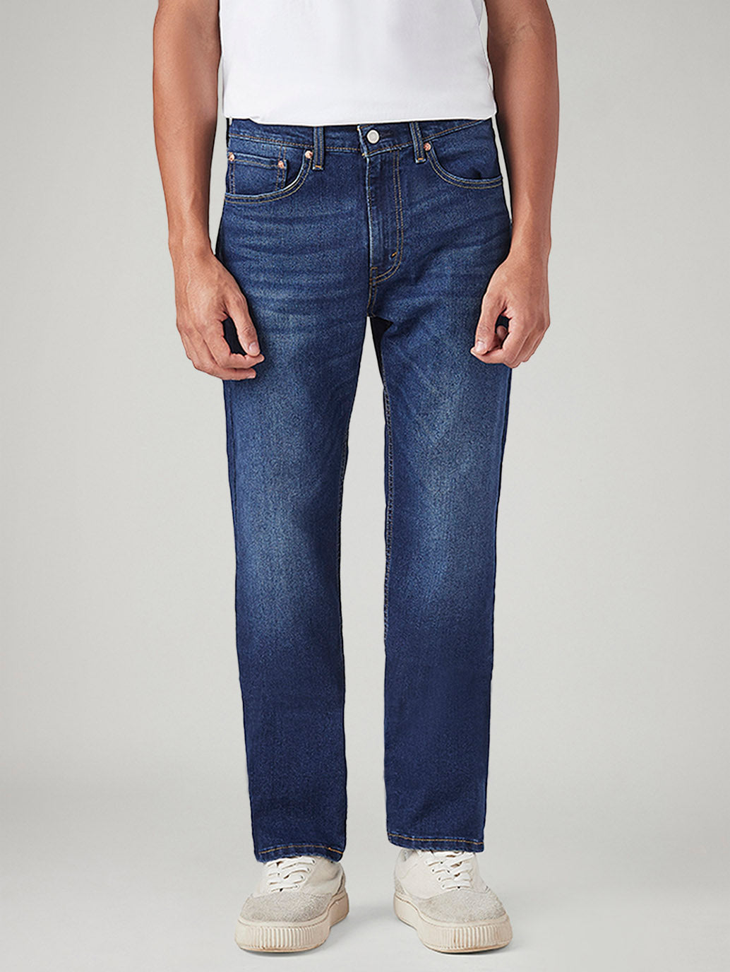 Men's 505 Blue Straight Fit Mid Rise Jeans
