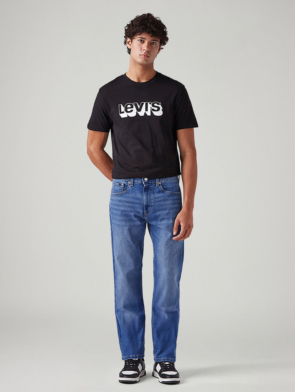 Men's 505 Blue Straight Fit Mid Rise Jeans