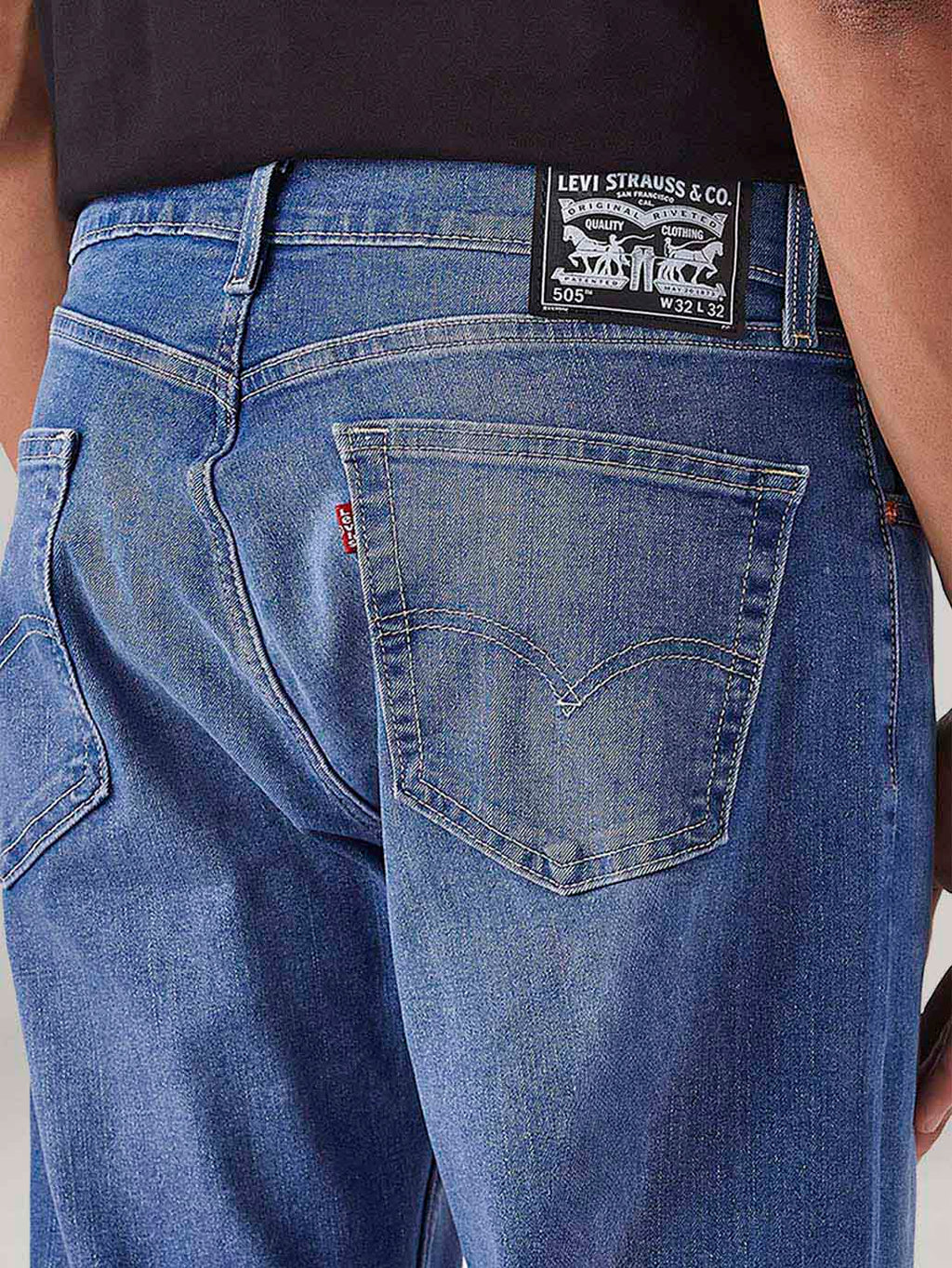 Men's 505 Blue Straight Fit Mid Rise Jeans