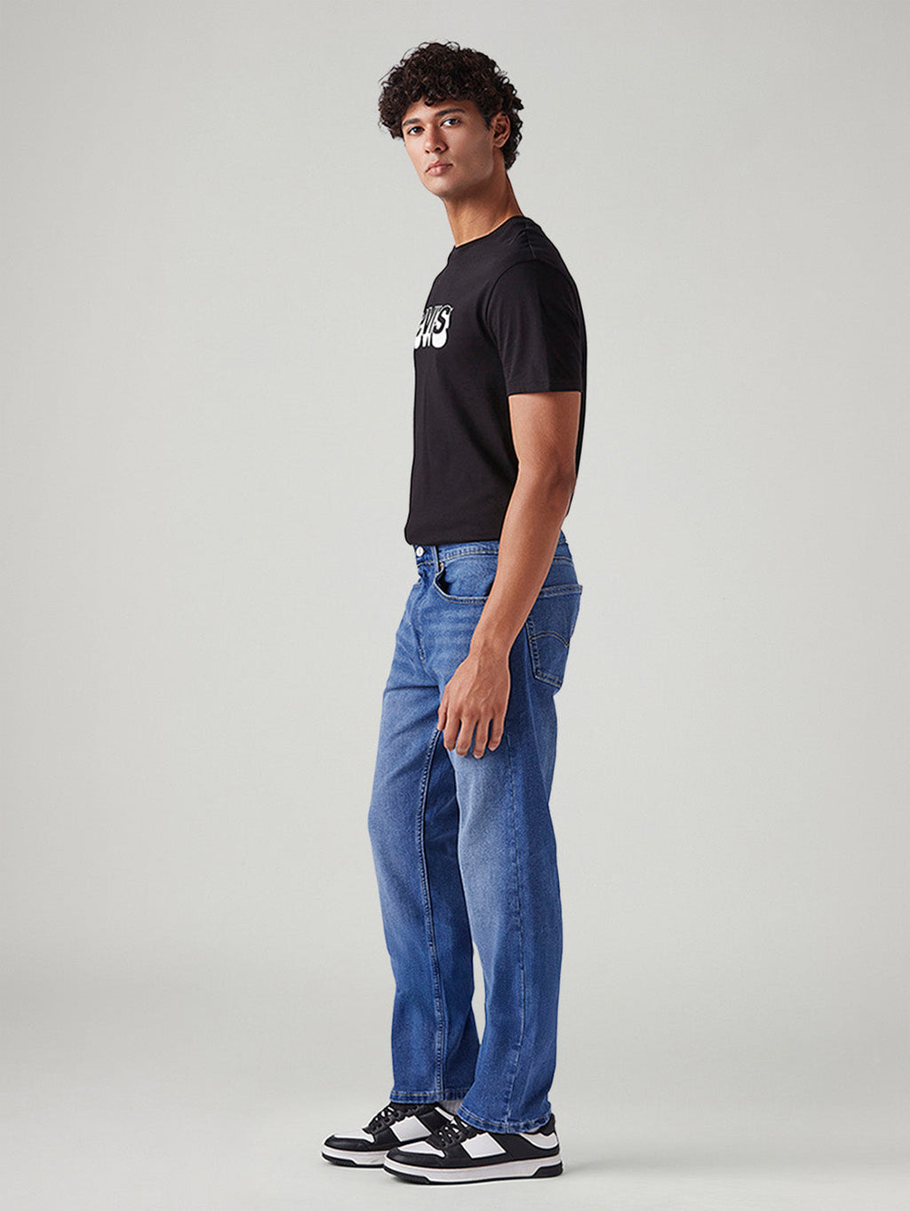Men's 505 Blue Straight Fit Mid Rise Jeans