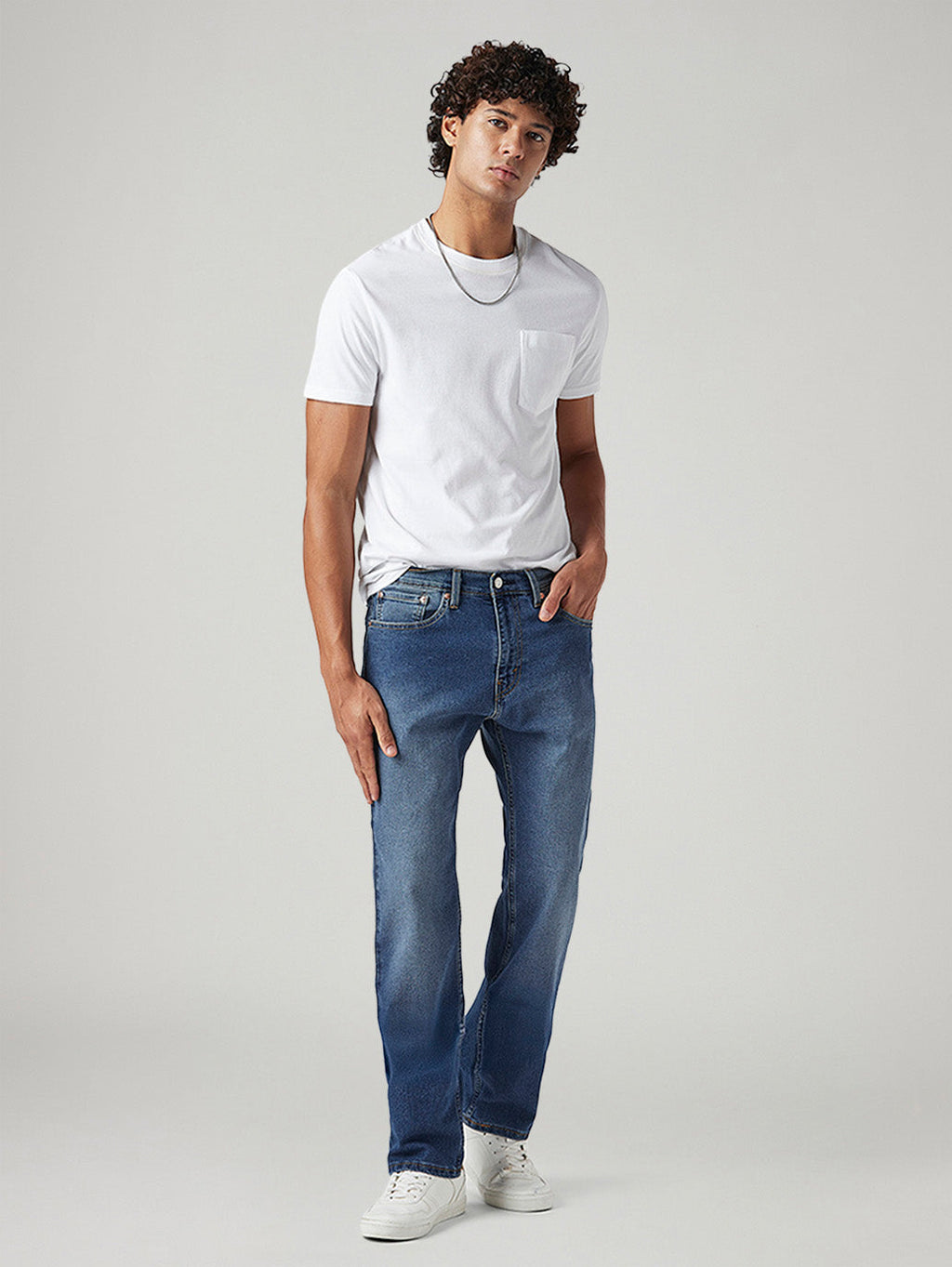 Men's 505 Med Indigo Straight Fit Mid Rise Jeans