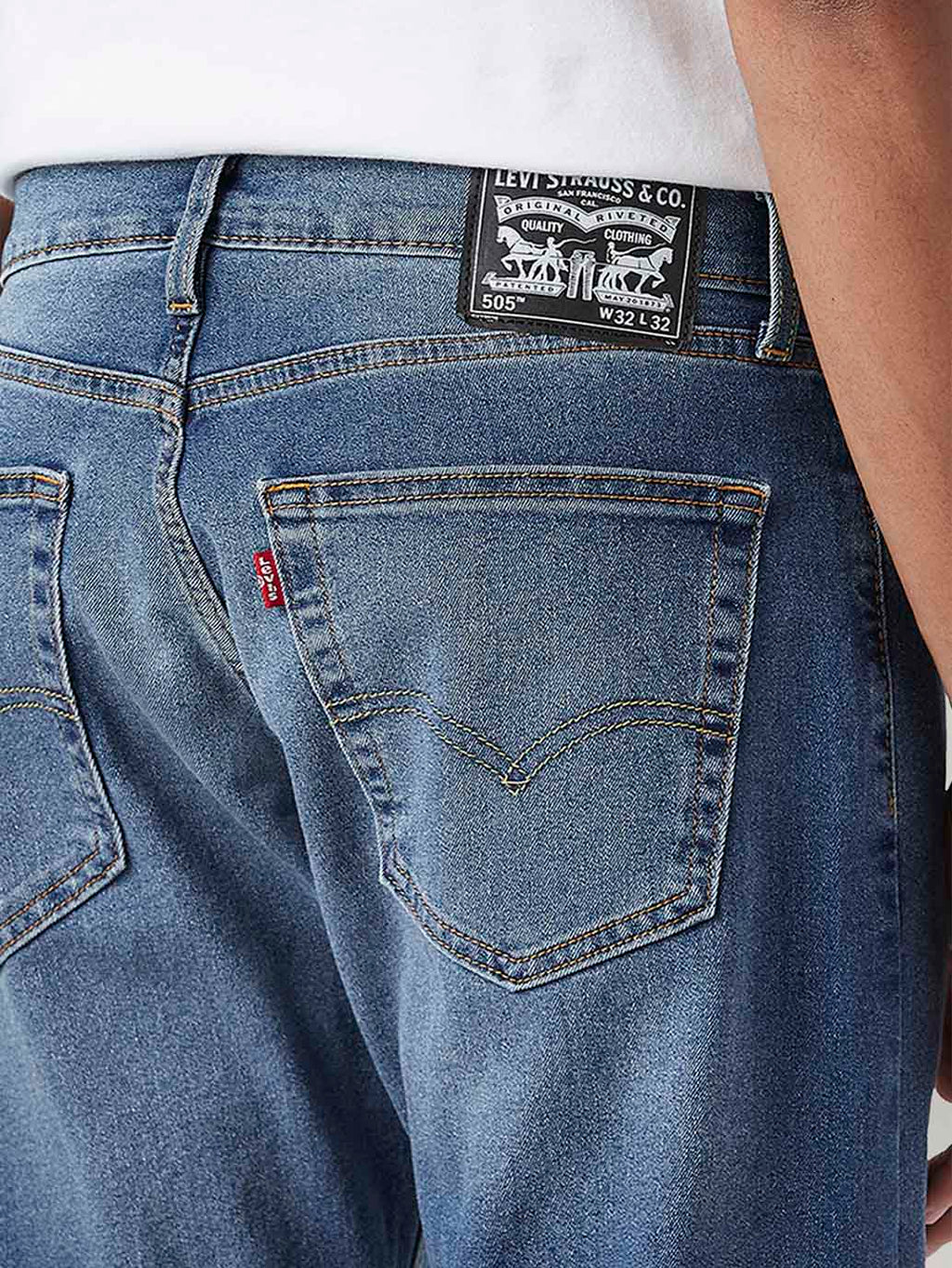 Men's 505 Med Indigo Straight Fit Mid Rise Jeans