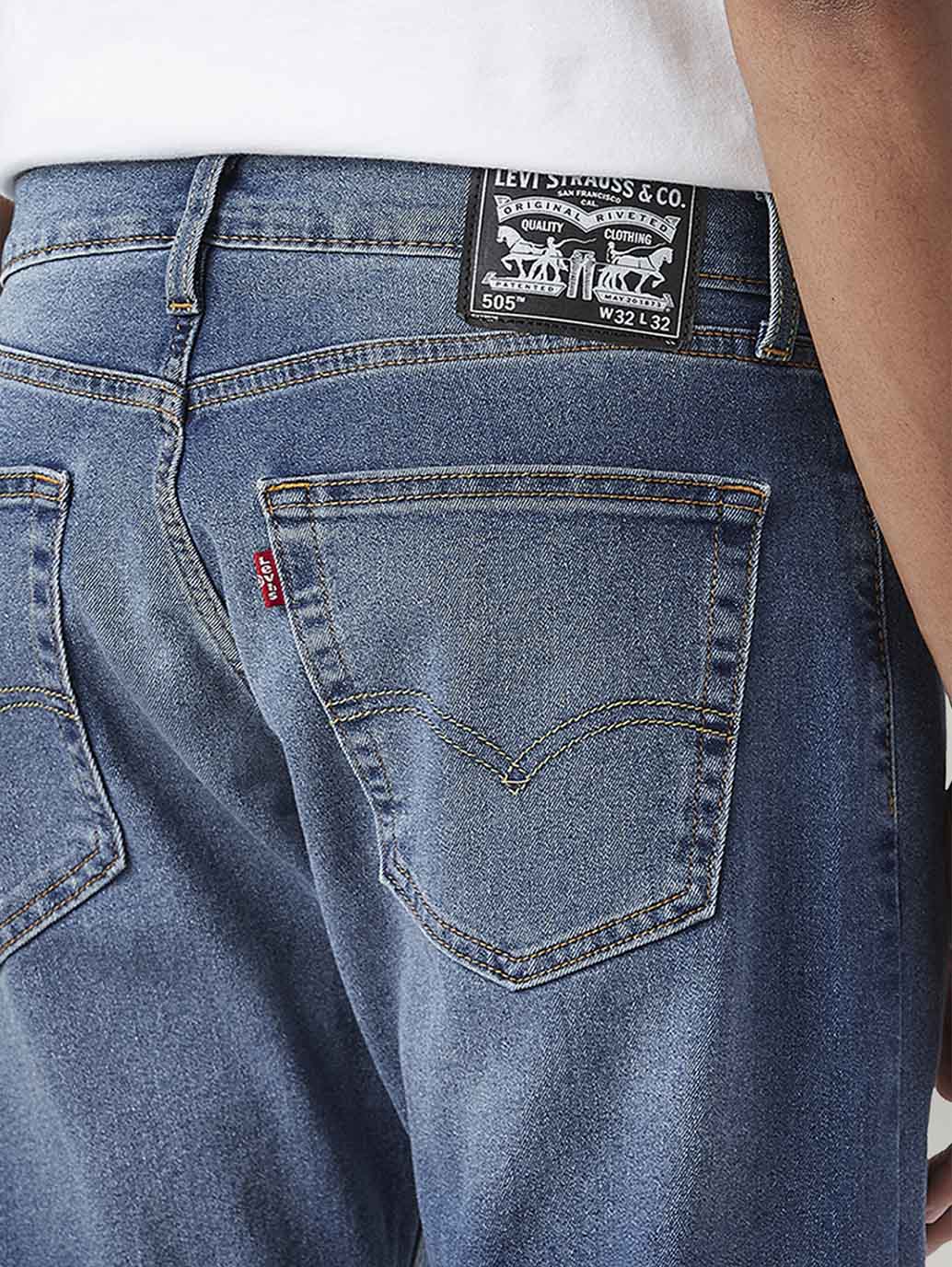 Men's 505 Med Indigo Straight Fit Mid Rise Jeans
