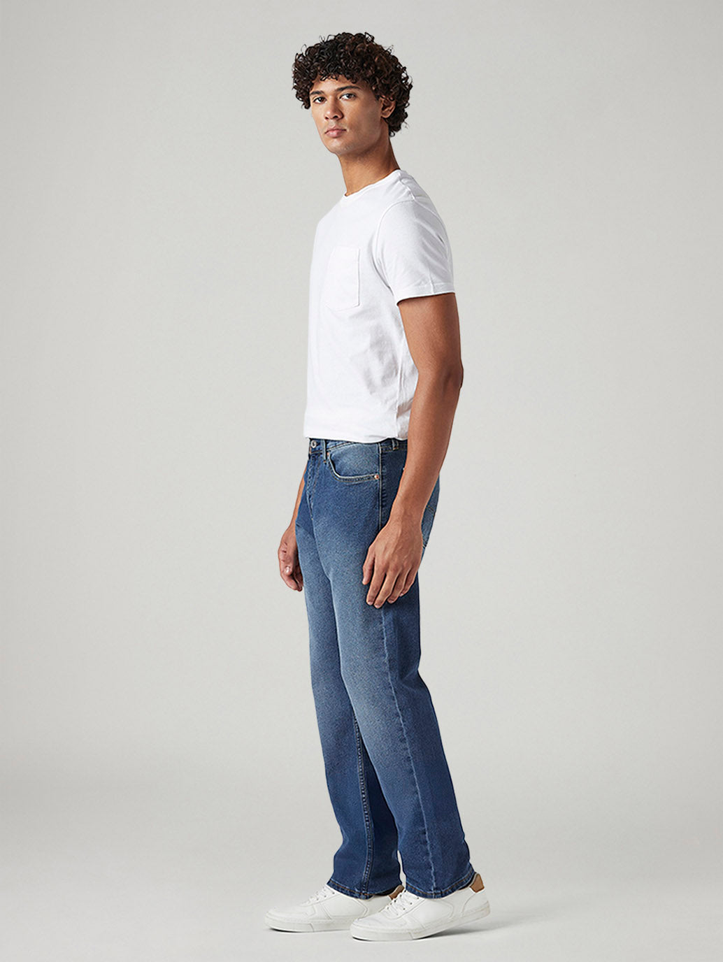 Men's 505 Med Indigo Straight Fit Mid Rise Jeans