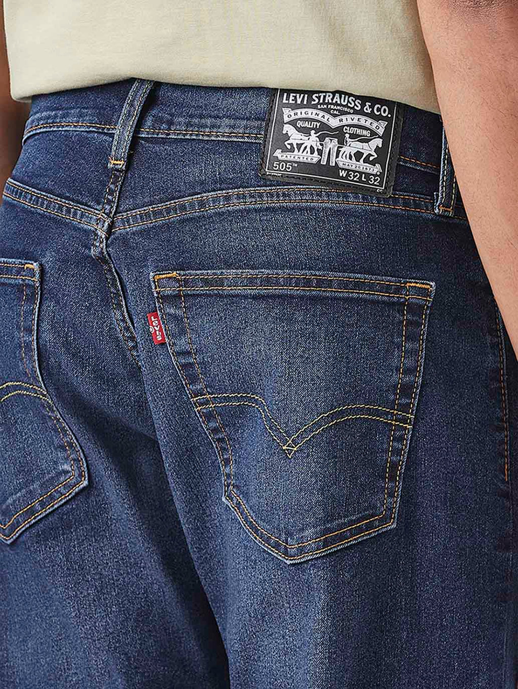 Men's 505 Med Indigo Straight Fit Mid Rise Tinted Jeans