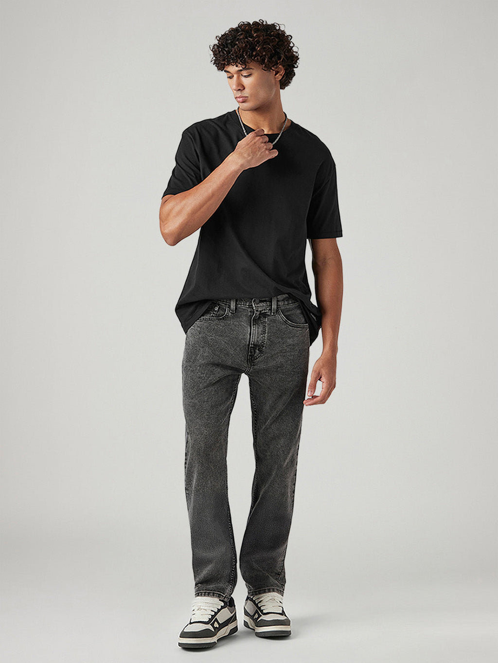 Men's 505 Charcoal Grey Straight Fit Mid Rise Jeans