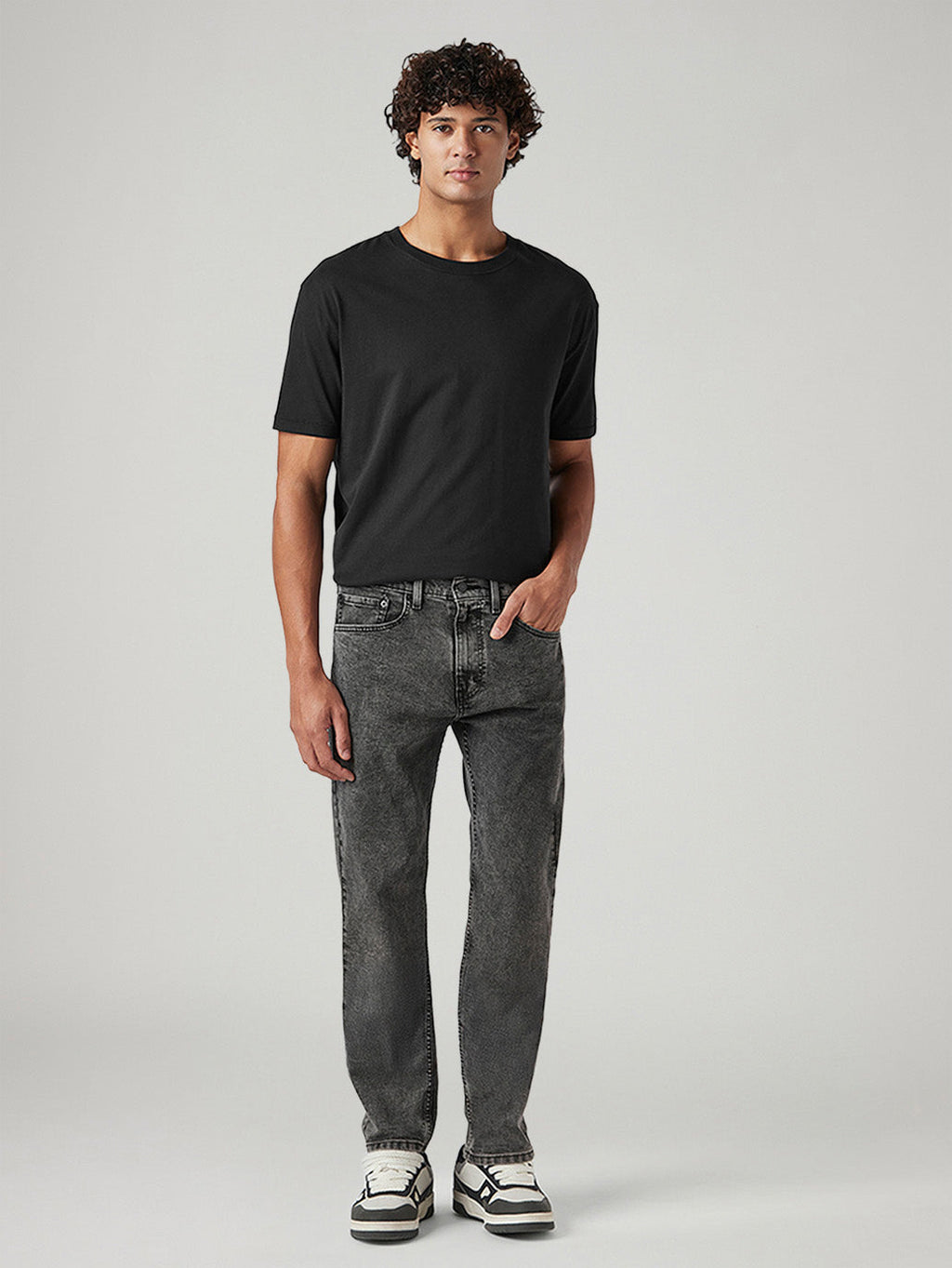 Men's 505 Charcoal Grey Straight Fit Mid Rise Jeans