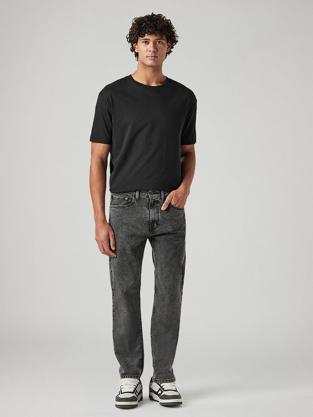 Men's 505 Charcoal Grey Straight Fit Mid Rise Jeans