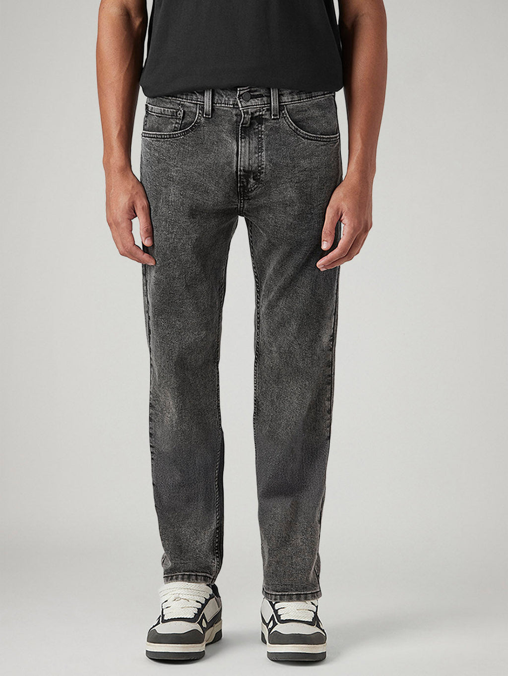 Men's 505 Charcoal Grey Straight Fit Mid Rise Jeans