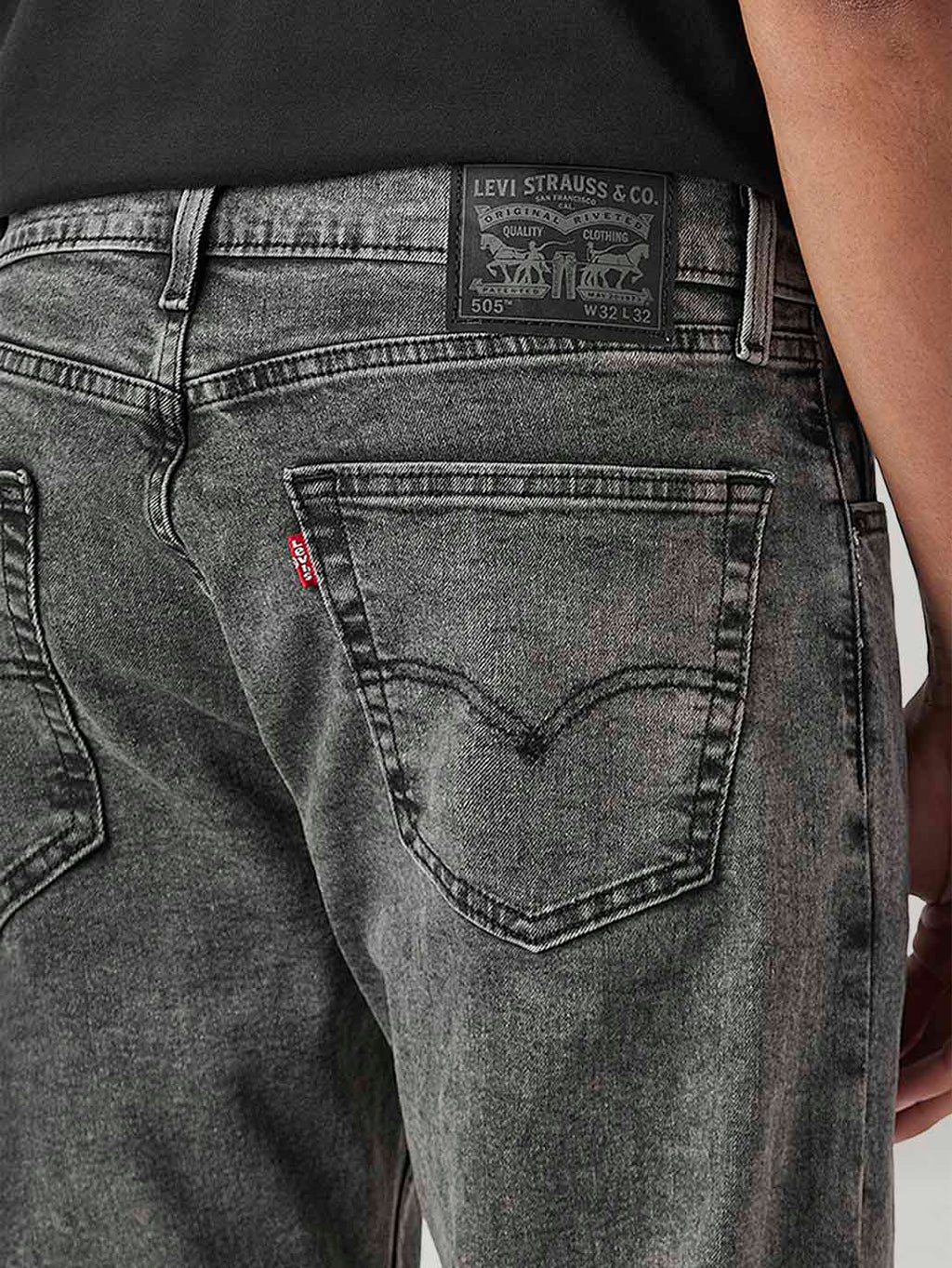 Men's 505 Charcoal Grey Straight Fit Mid Rise Jeans
