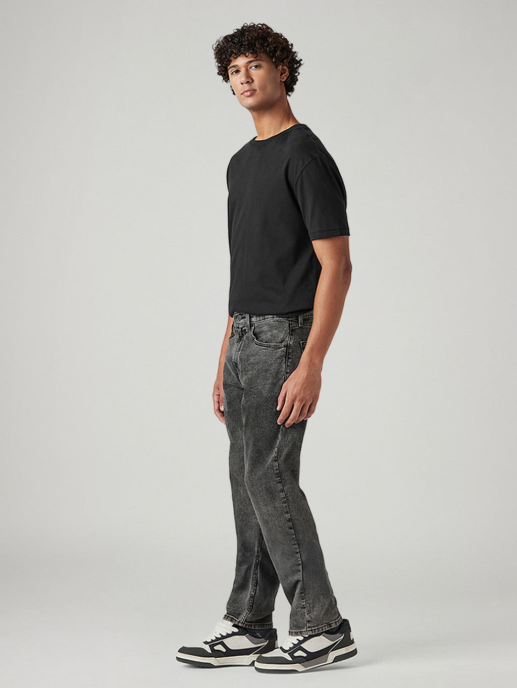 Men's 505 Charcoal Grey Straight Fit Mid Rise Jeans