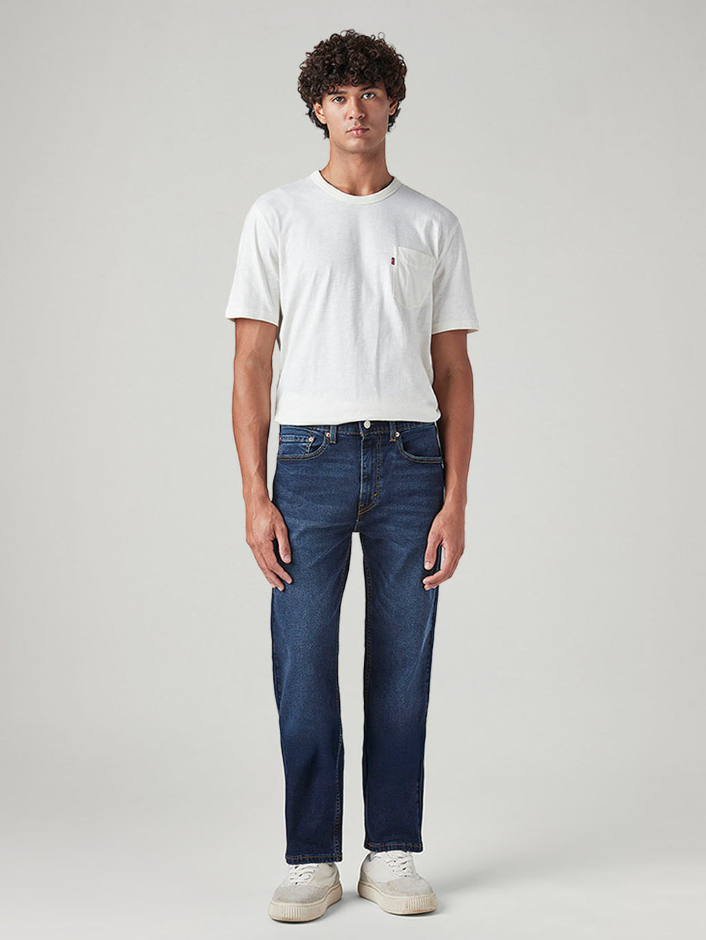 Men's 505 Blue Straight Fit Mid Rise Jeans