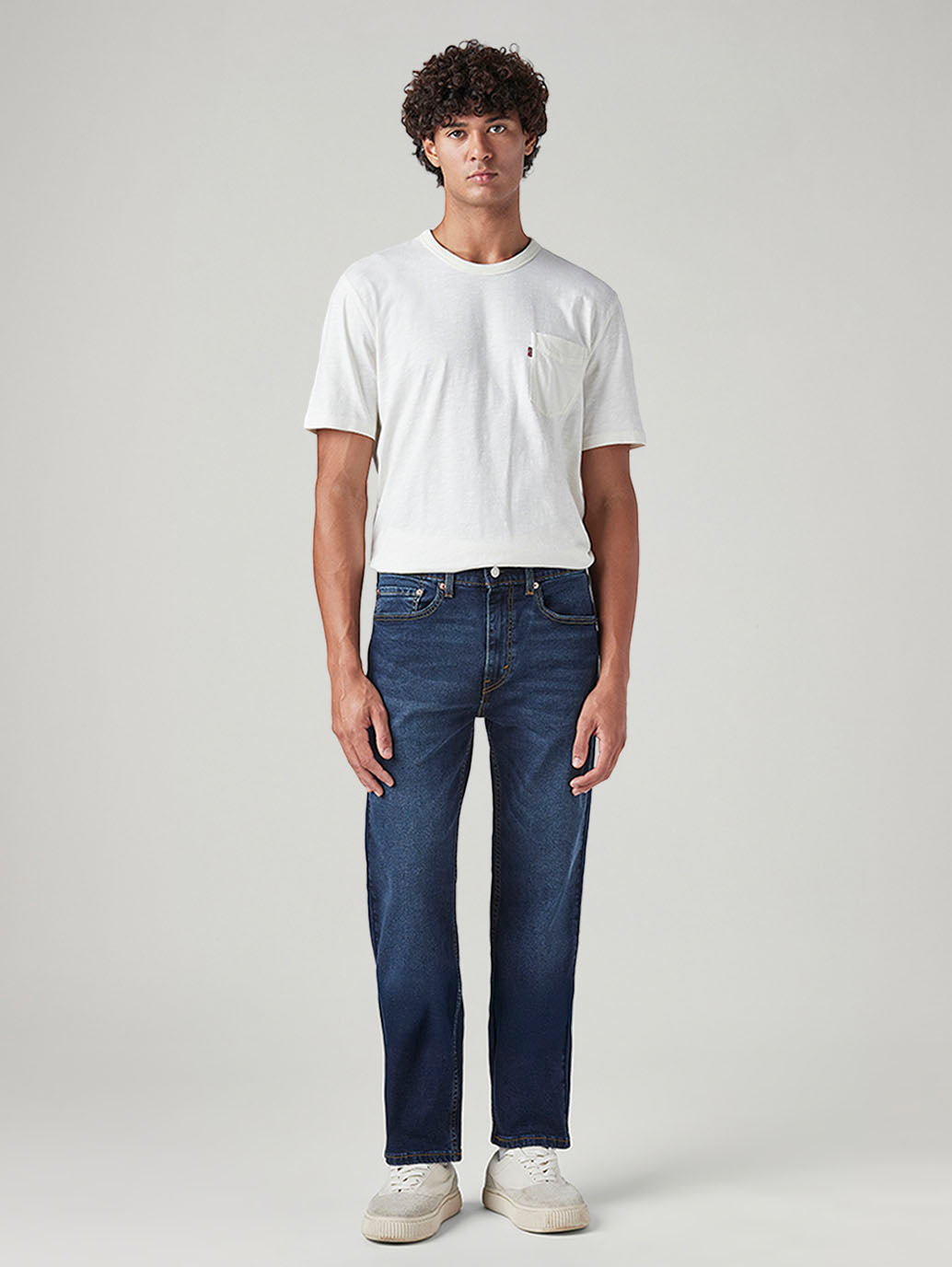 Men's 505 Blue Straight Fit Mid Rise Jeans