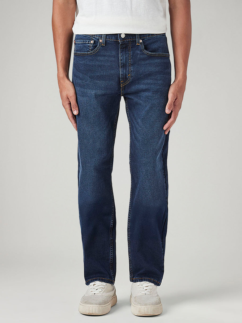 Men's 505 Blue Straight Fit Mid Rise Jeans