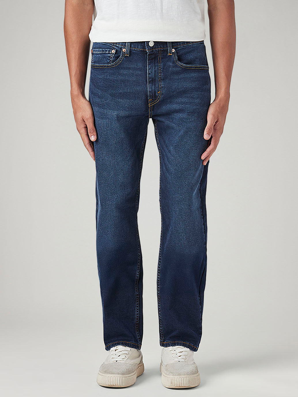 Men's 505 Blue Straight Fit Mid Rise Jeans