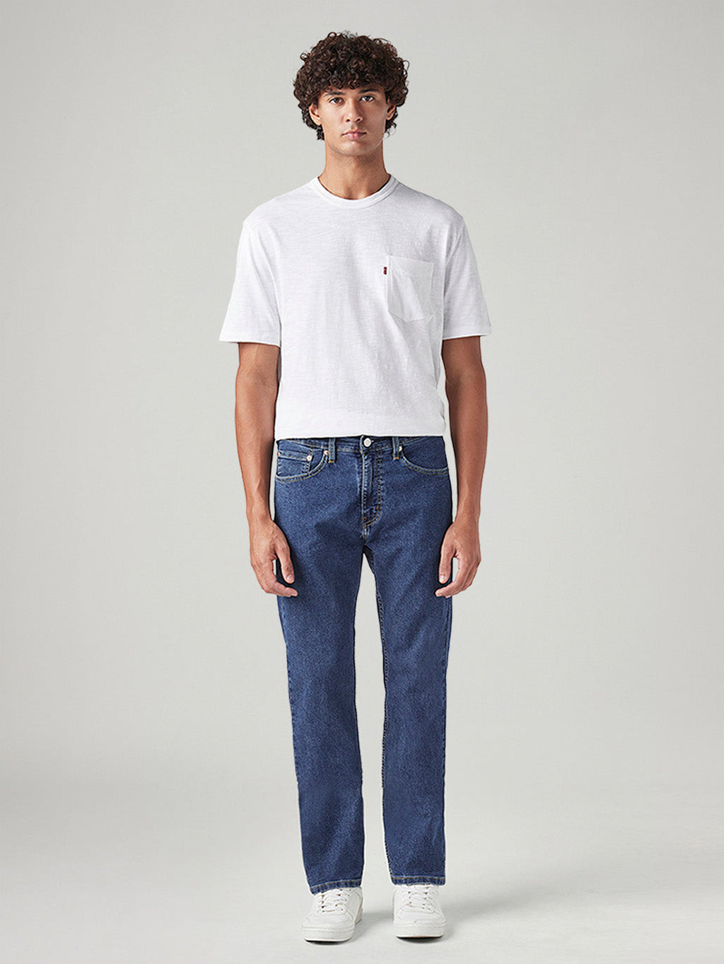 Men's 505 Blue Straight Fit Mid Rise Jeans