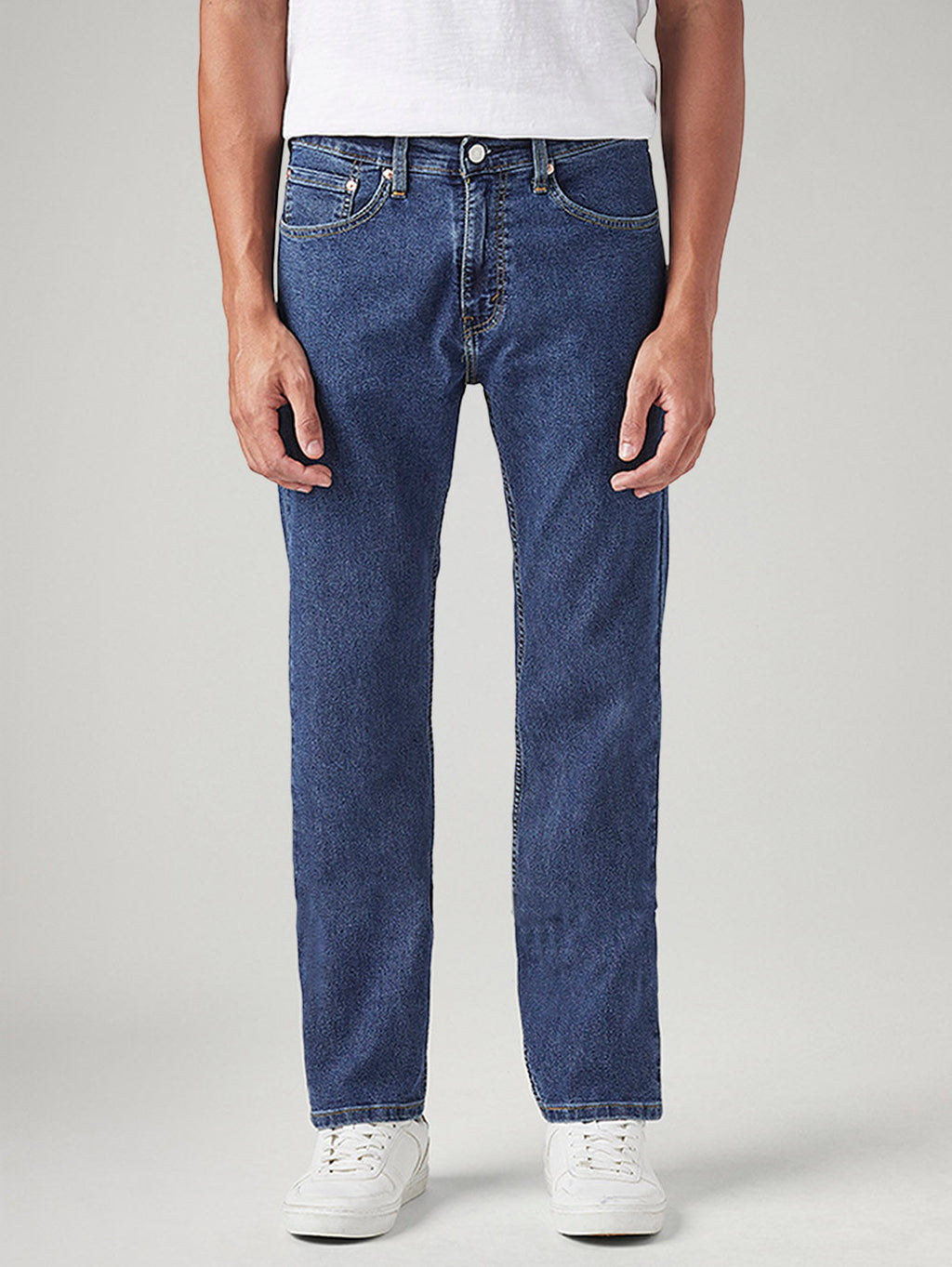 Men's 505 Blue Straight Fit Mid Rise Jeans