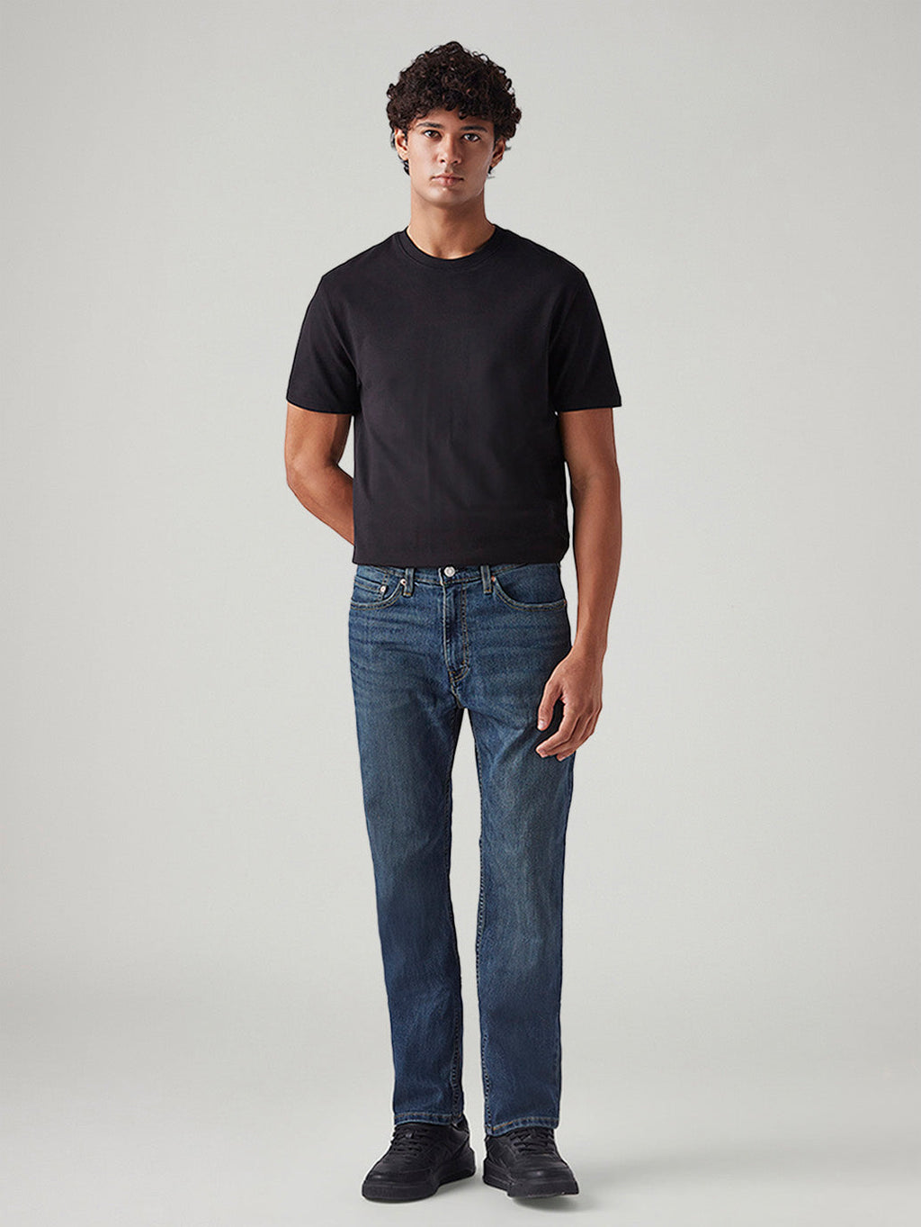 Men's 505 Blue Straight Fit Mid Rise Jeans
