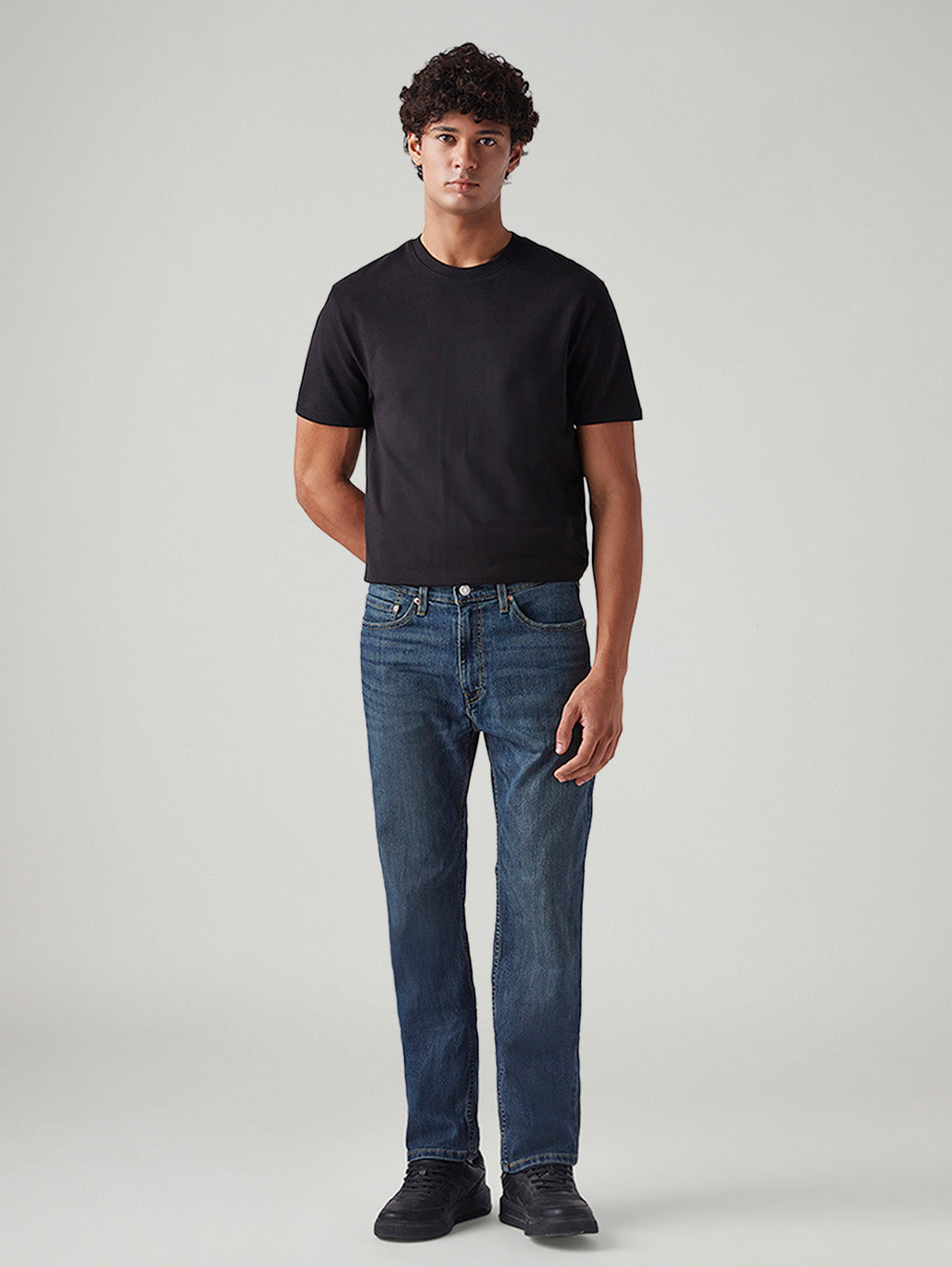Men's 505 Blue Straight Fit Mid Rise Jeans