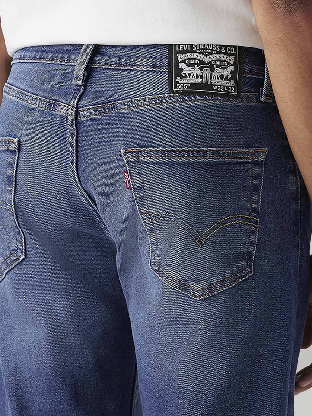 Men's 505 Med Indigo Straight Fit Mid Rise Jeans
