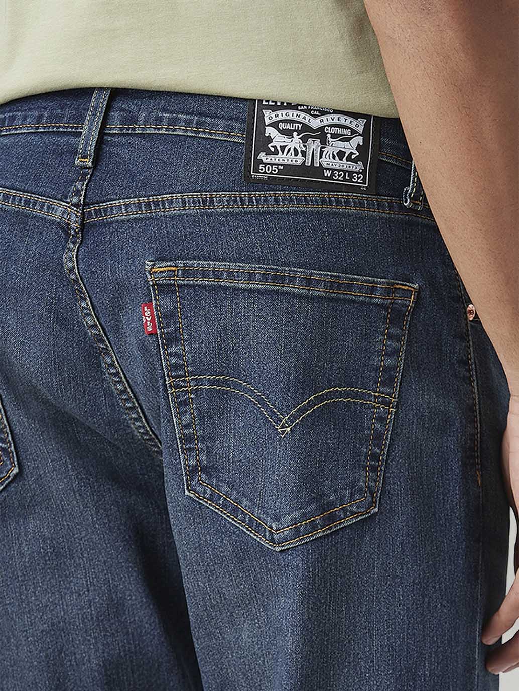 Men's 505 Dark Indigo Straight Fit Mid Rise Tinted Jeans