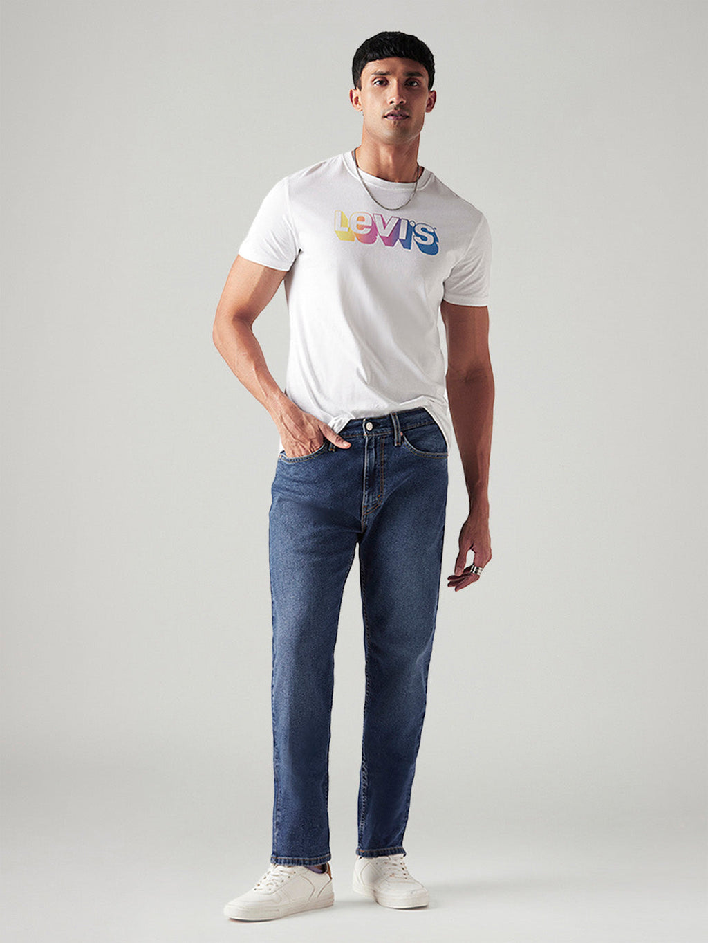 Men's 505 Med Indigo Straight Fit Mid Rise Jeans