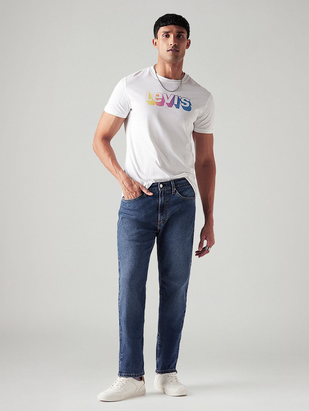 Men's 505 Med Indigo Straight Fit Mid Rise Jeans