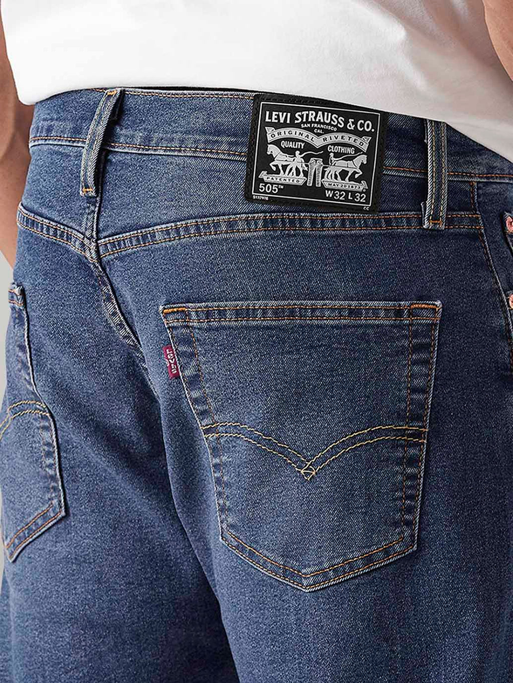 Men's 505 Med Indigo Straight Fit Mid Rise Jeans