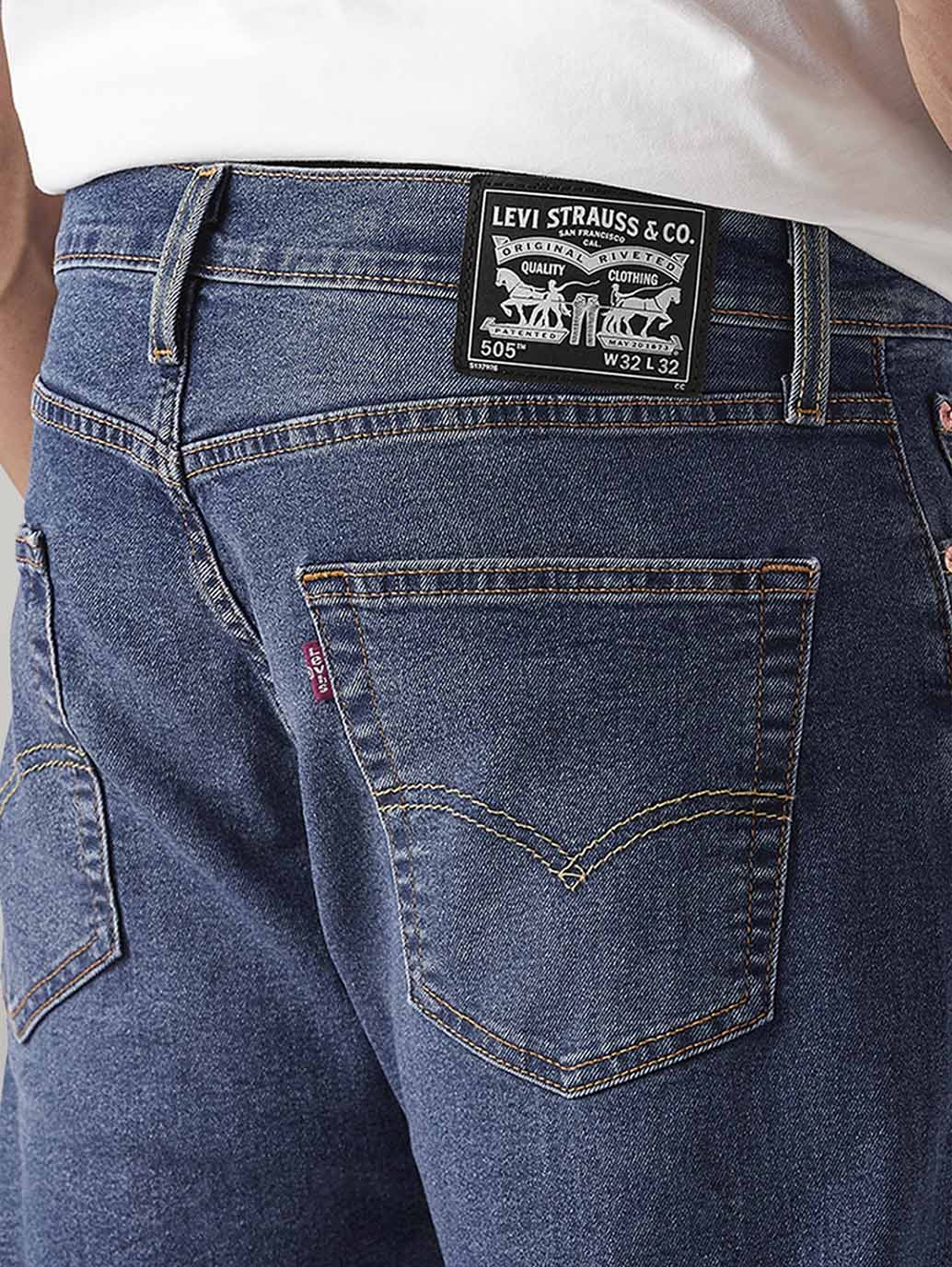 Men's 505 Med Indigo Straight Fit Mid Rise Jeans