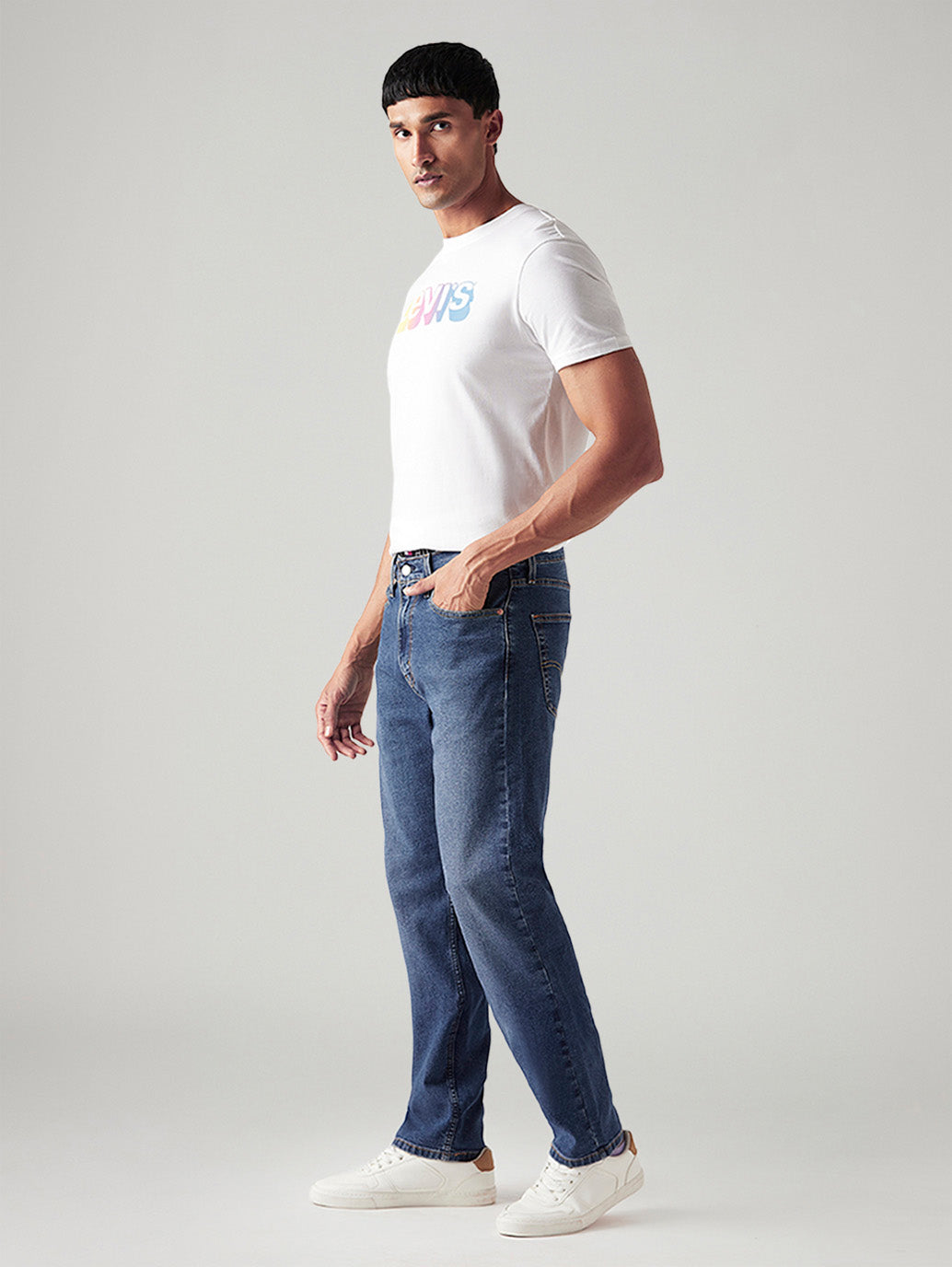 Men's 505 Med Indigo Straight Fit Mid Rise Jeans