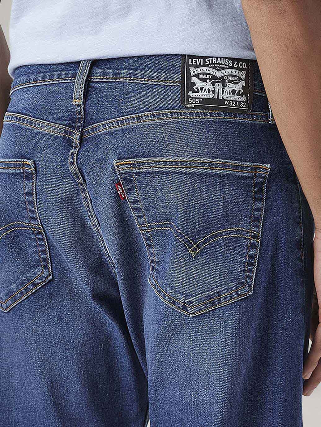 Men's 505 Dark Indigo Straight Fit Mid Rise Jeans