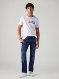 Men's 505 Blue Straight Fit Mid Rise Jeans