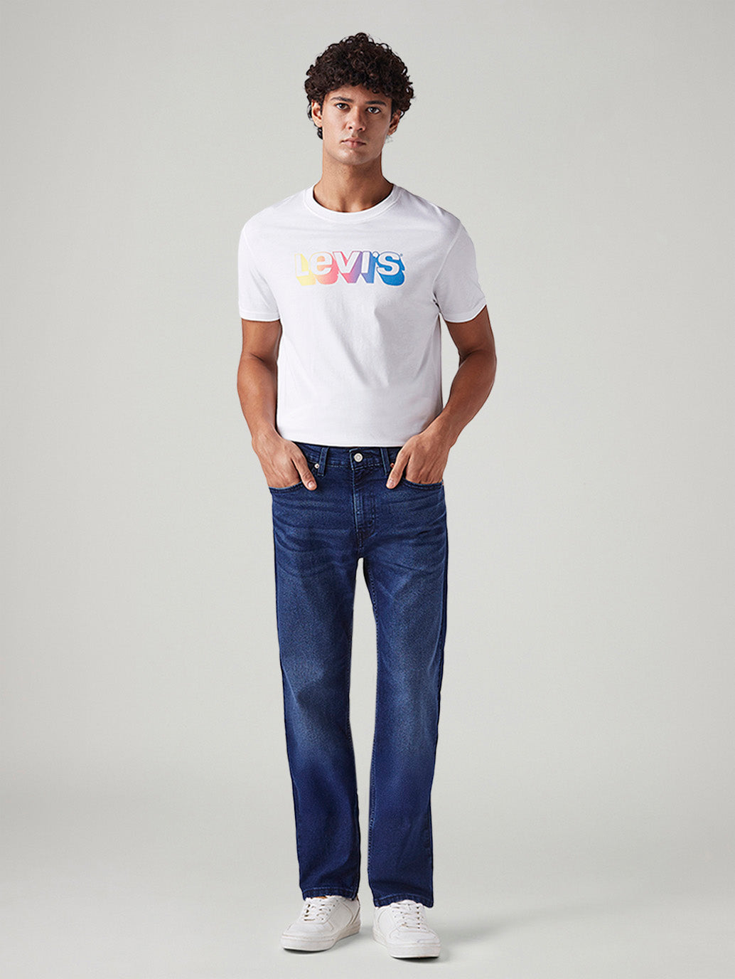 Men's 505 Blue Straight Fit Mid Rise Jeans