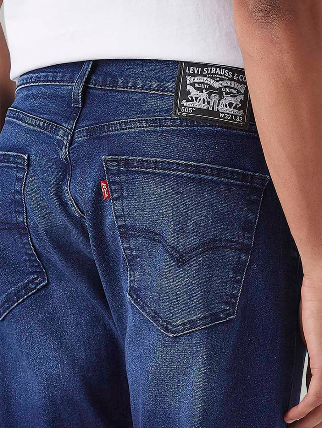Men's 505 Blue Straight Fit Mid Rise Jeans