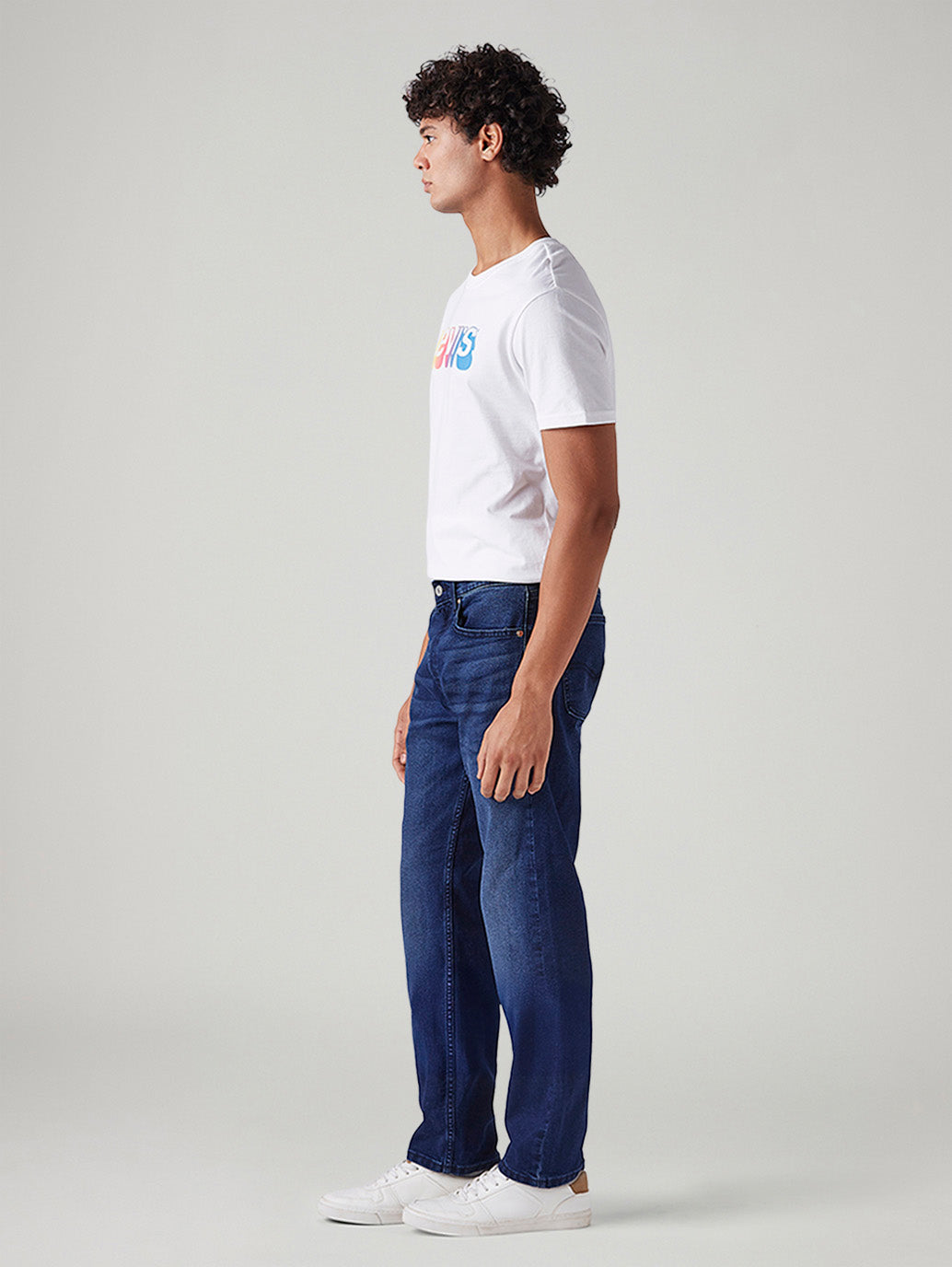 Men's 505 Blue Straight Fit Mid Rise Jeans